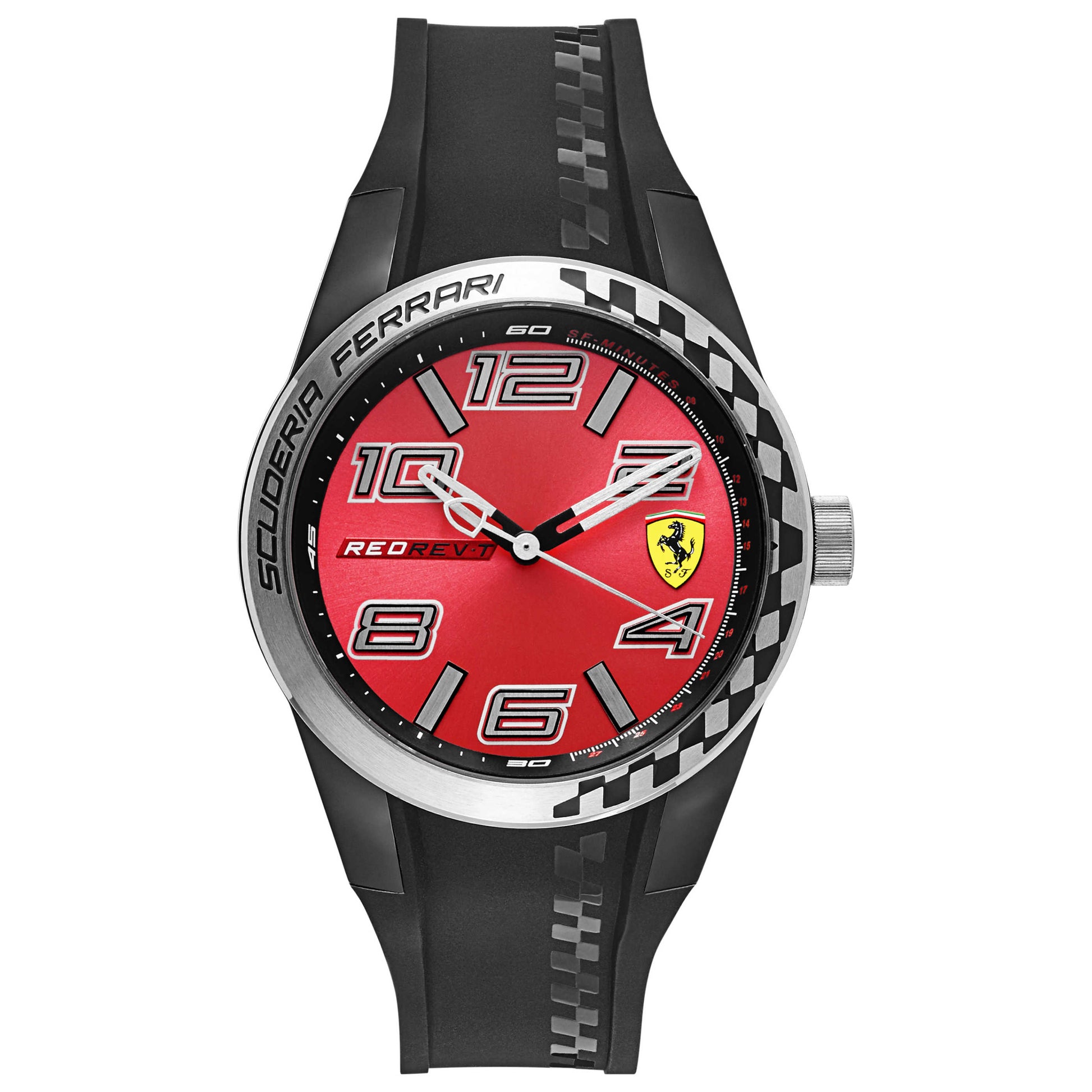 Front view of Ferrari Red Rev Men's Japanese Quartz (Battery-Powered) Watch 830335