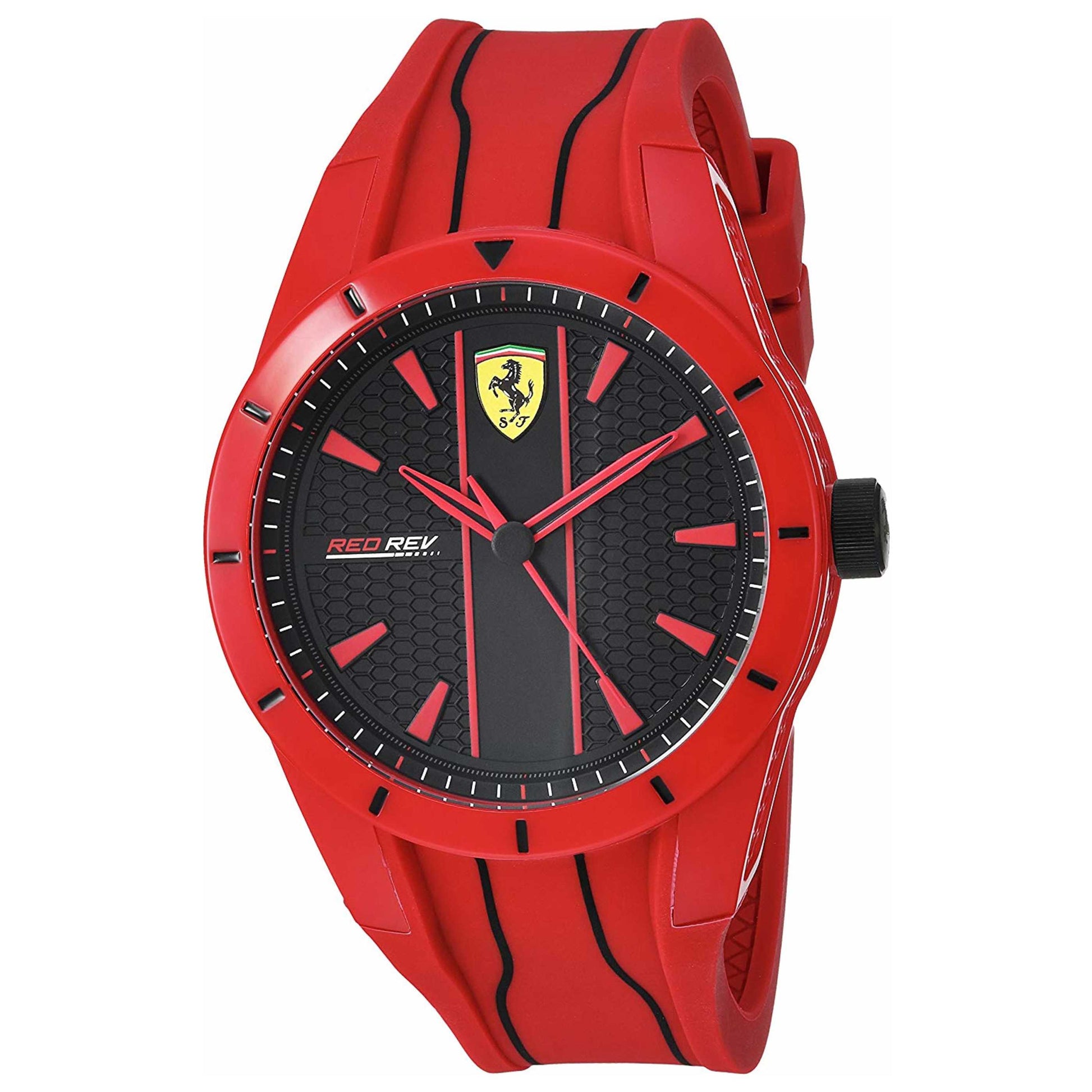 Front view of Ferrari Red Rev Men's Quartz Watch 830496