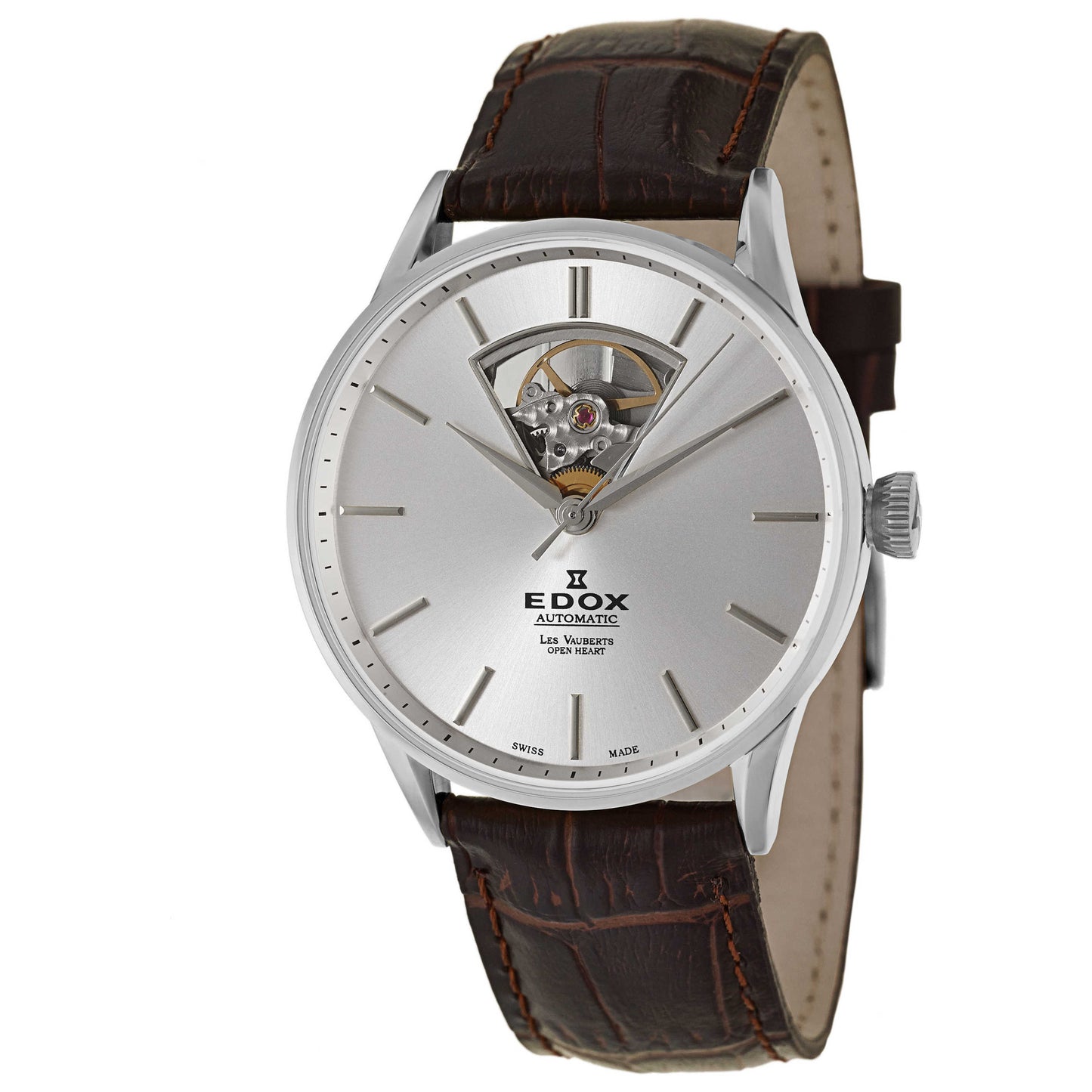Front view of Edox Les Vauberts Men's Automatic Watch 85010-3B-AIN