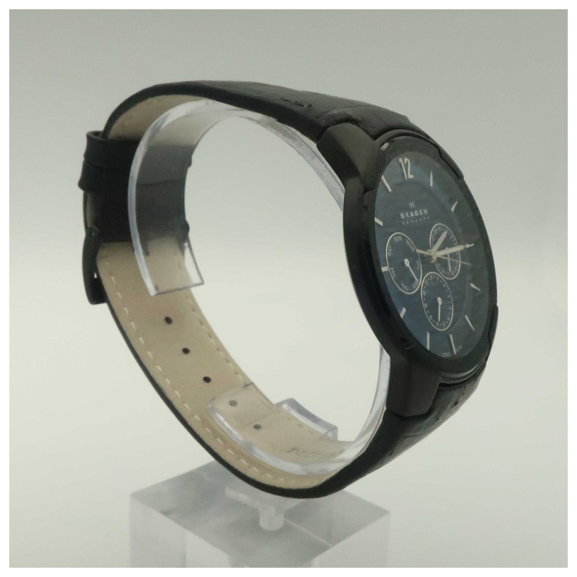 Skagen Leather Men's Japanese Quartz (Battery-Powered) Watch 856XLBLN-PO - Image #3