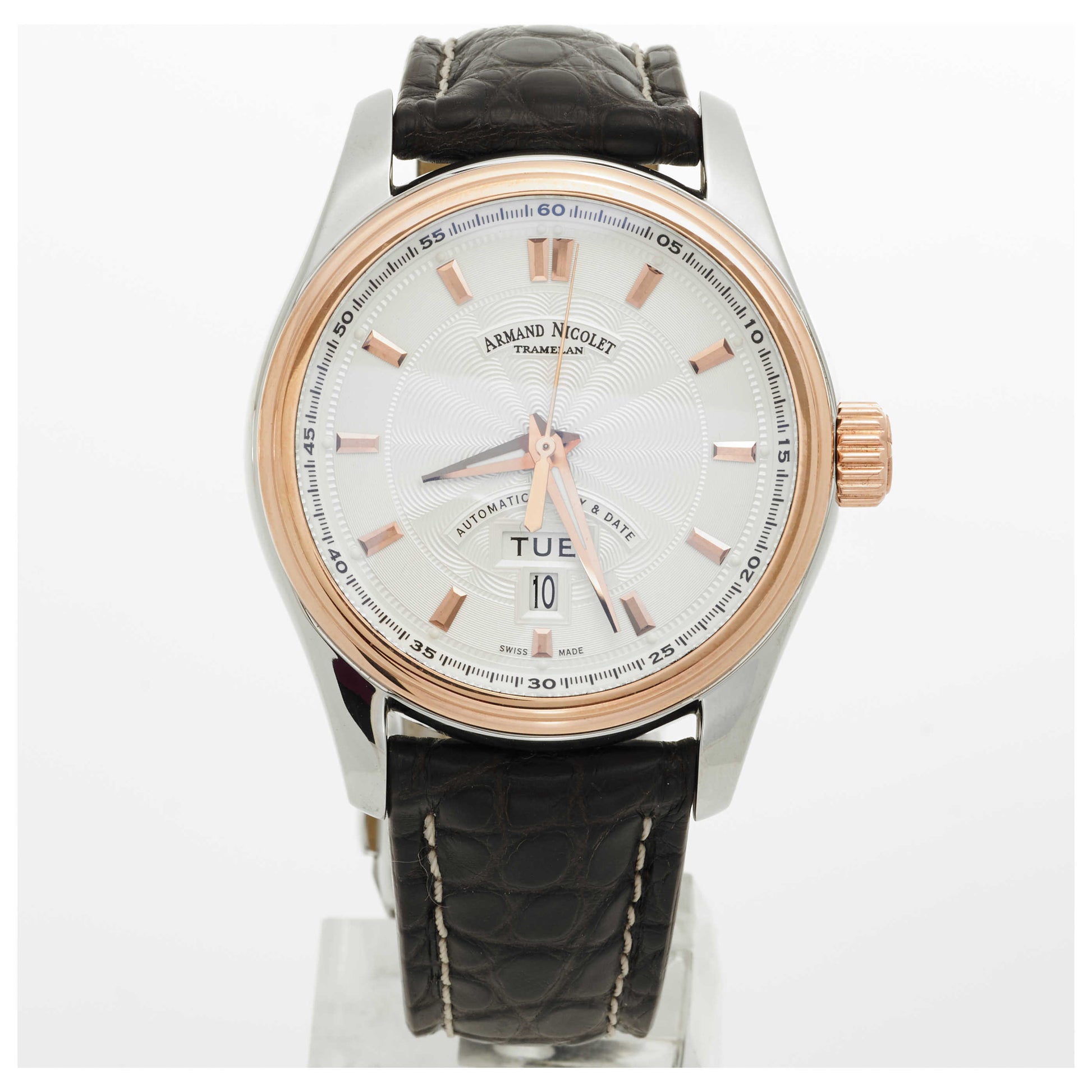 Front view of Armand Nicolet M02 Men's Automatic Watch 8640A-AS-P974MR2-SD