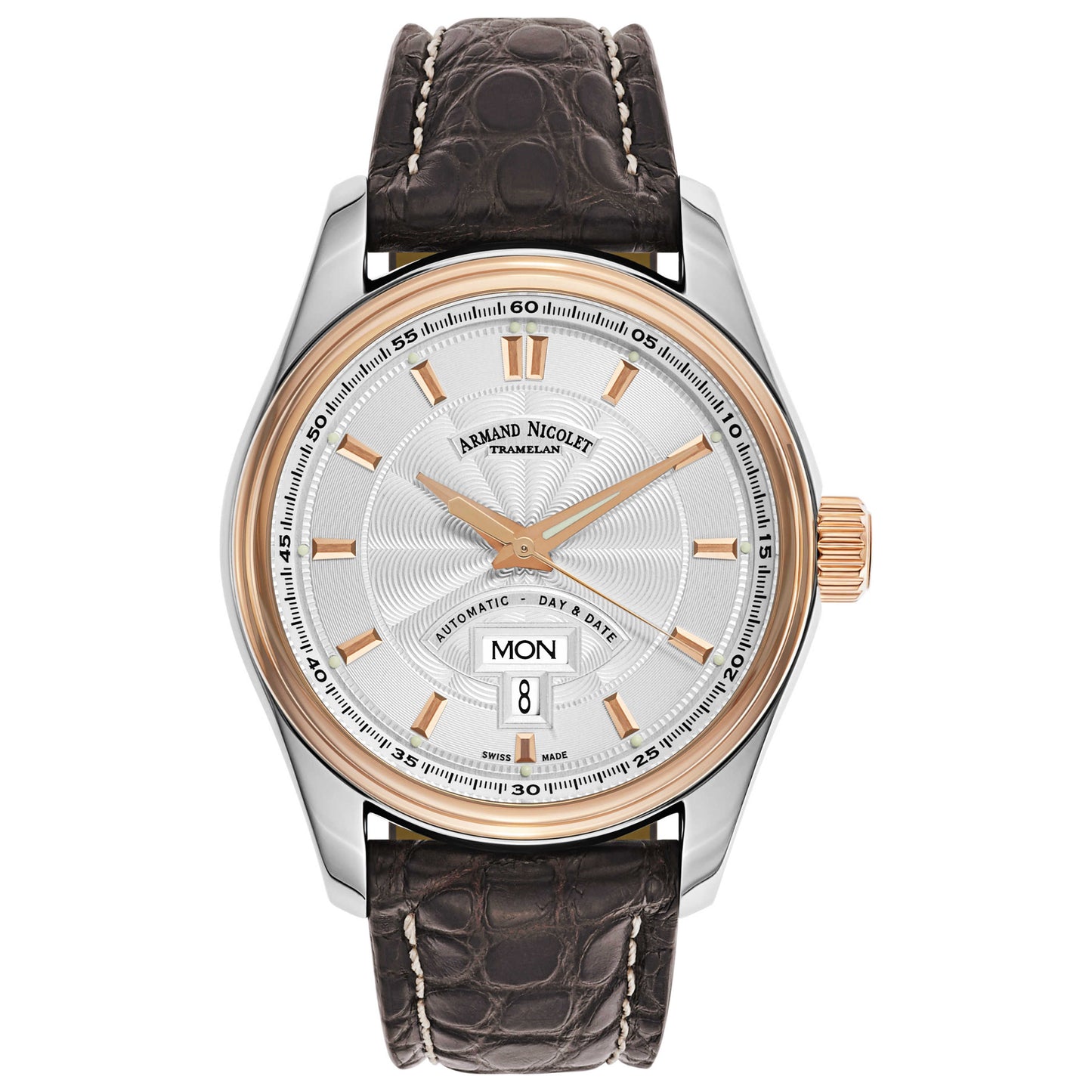Front view of Armand Nicolet M02 Men's Automatic Watch 8640A-AS-P974MR2