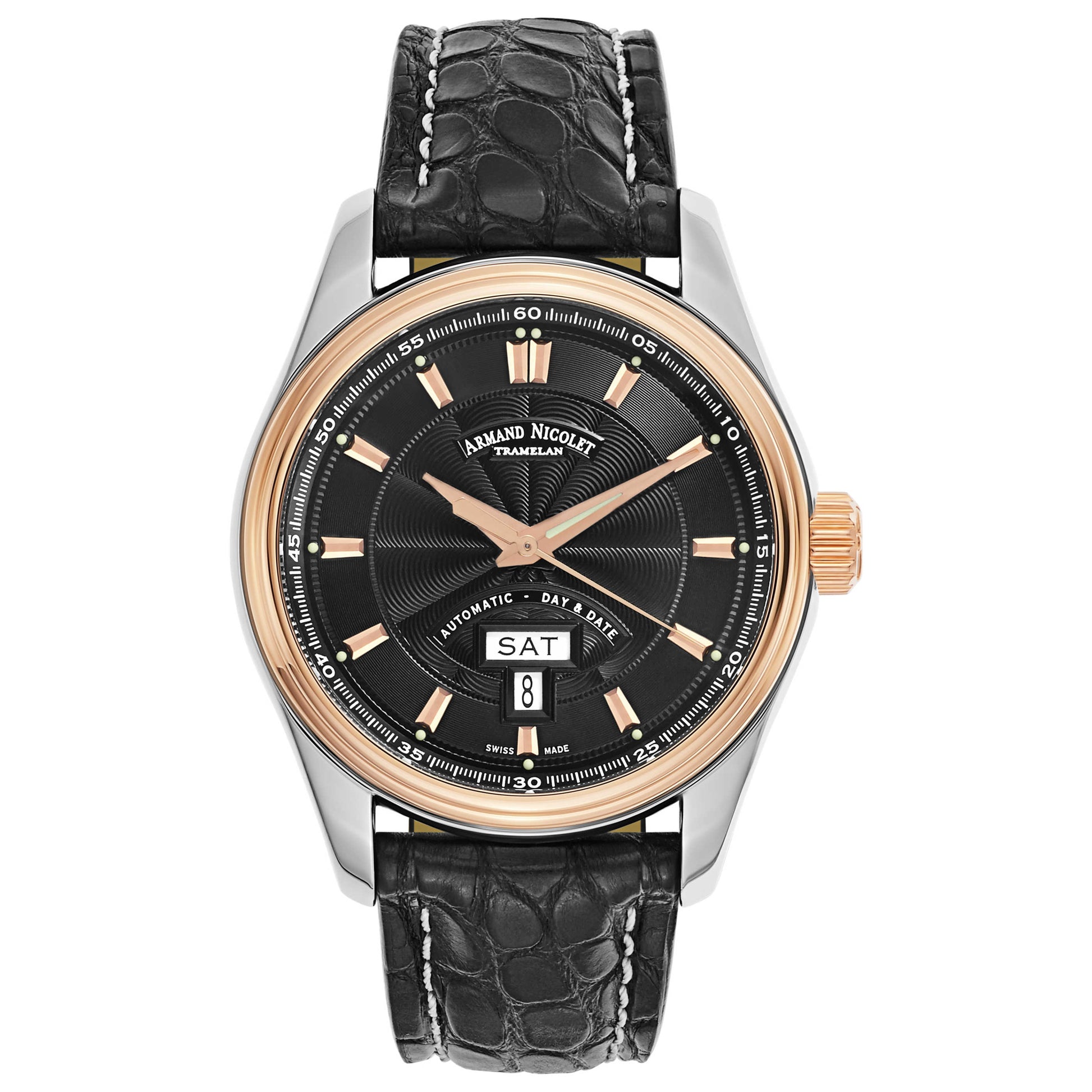 Front view of Armand Nicolet M02 Men's Automatic Watch 8640A-NS-P974NR2