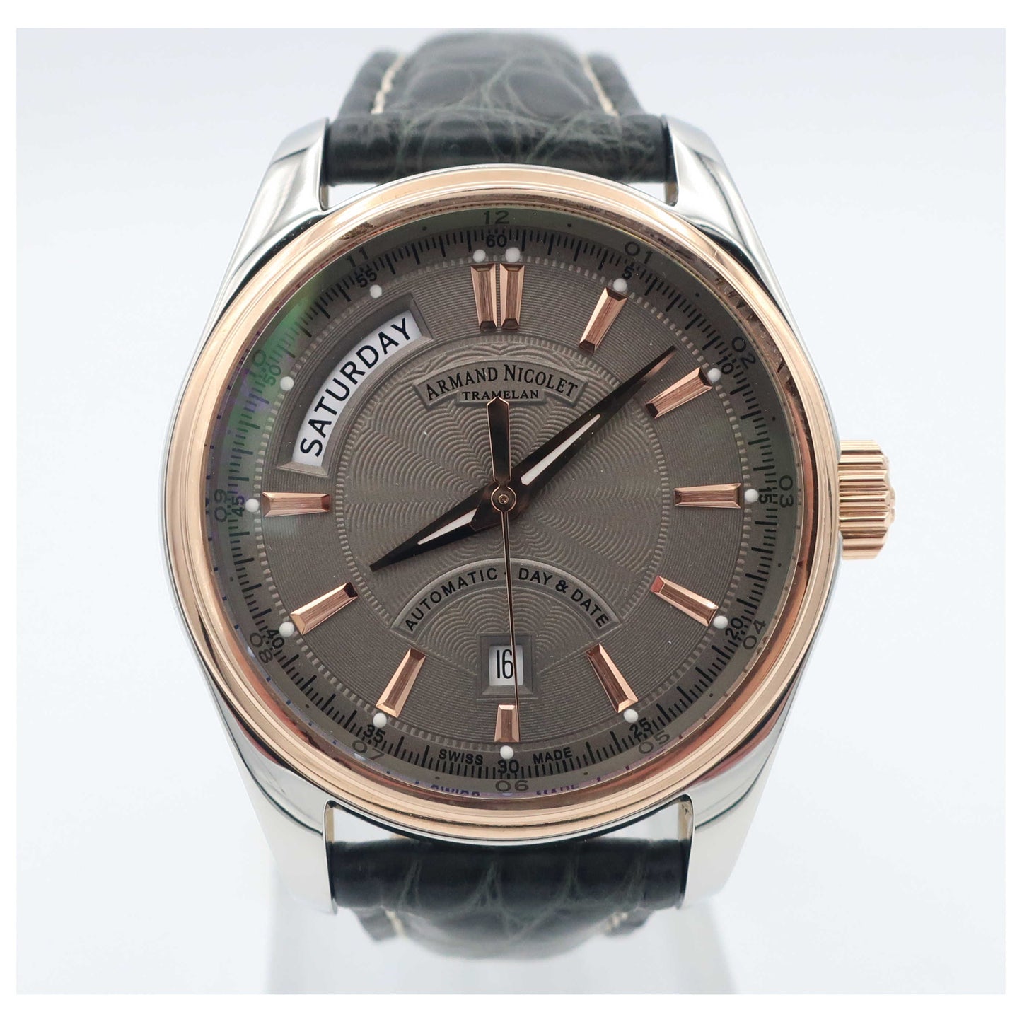 Front view of Armand Nicolet M02 Men's Automatic Watch 8641A-2-GRP974GR2-SD