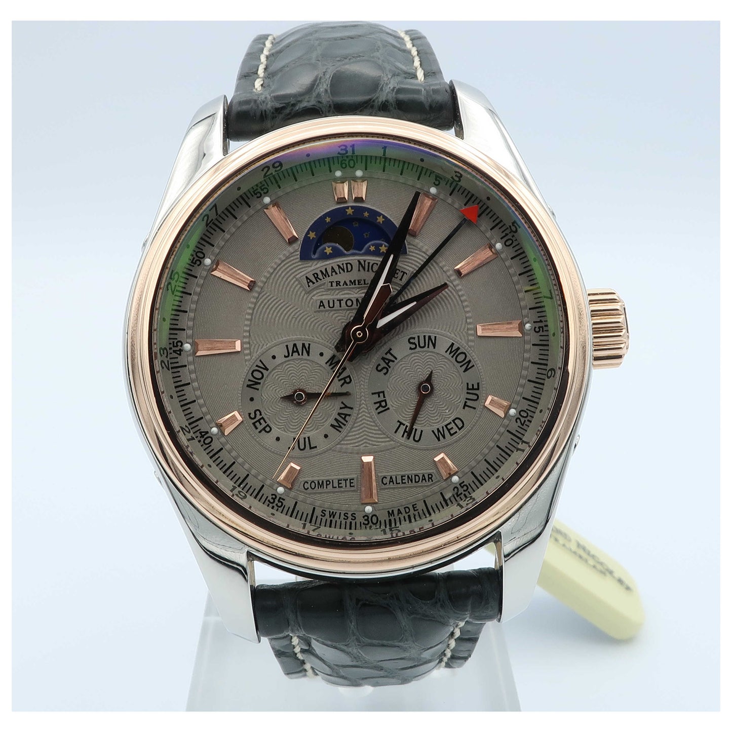 Front view of Armand Nicolet M02 Men's Automatic Watch 8642B-2-GRP974GR2-SD