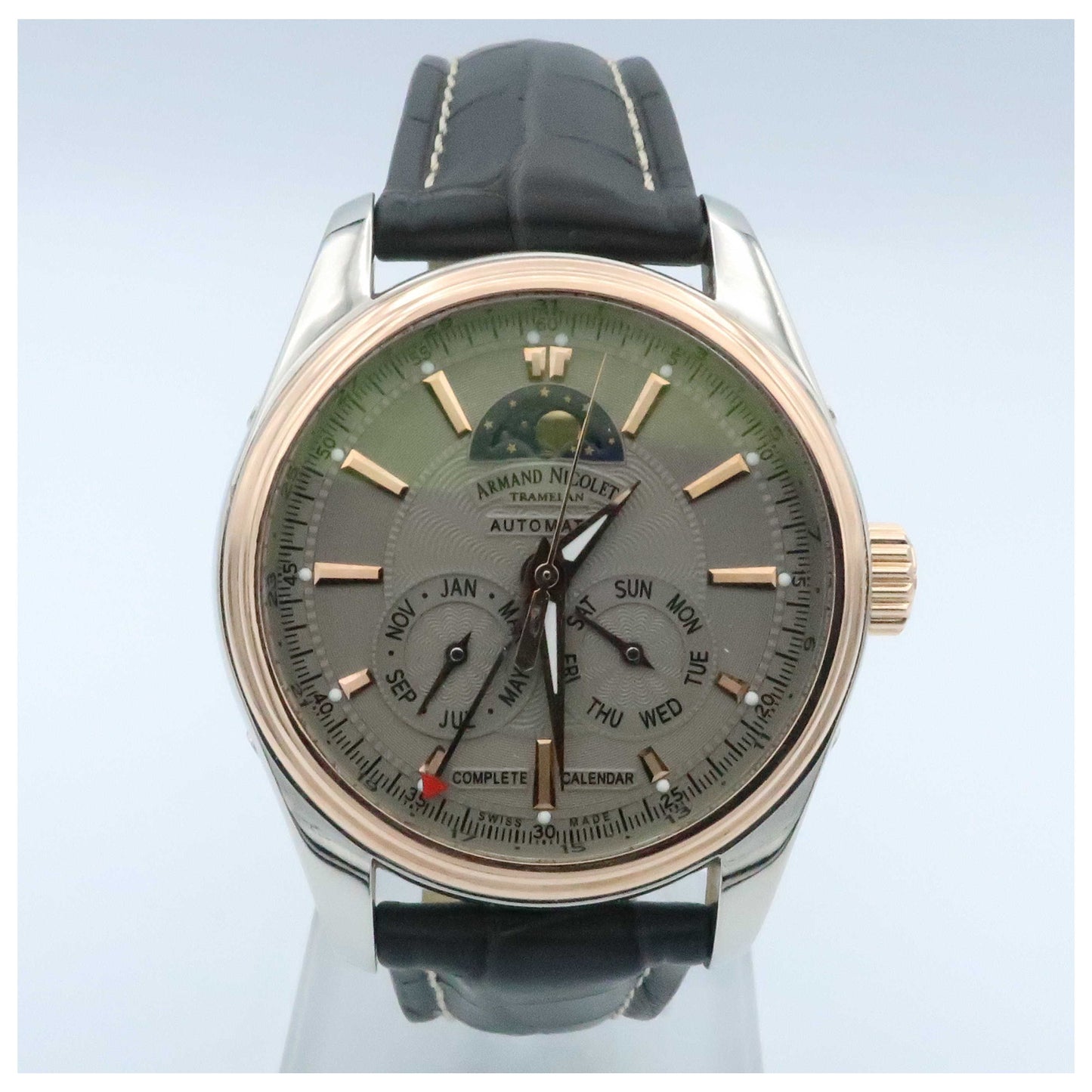 Front view of Armand Nicolet M02 Men's Automatic Watch 8642B-2GRP974GR2-SDV