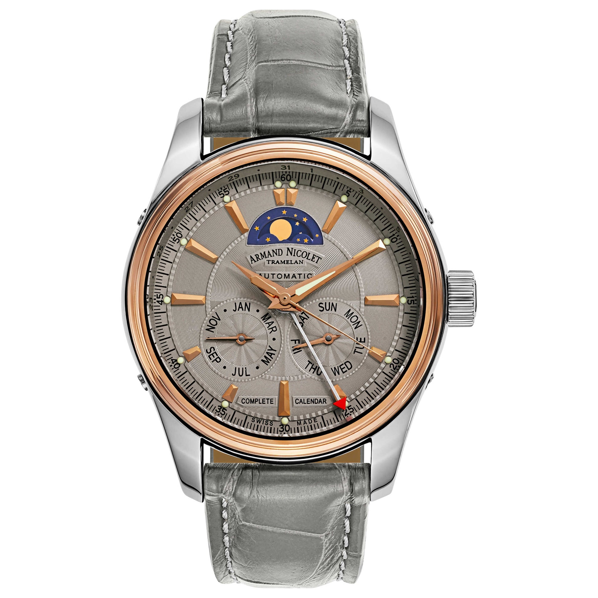 Front view of Armand Nicolet M02 Men's Automatic Watch 8642B-GS-P974GR2