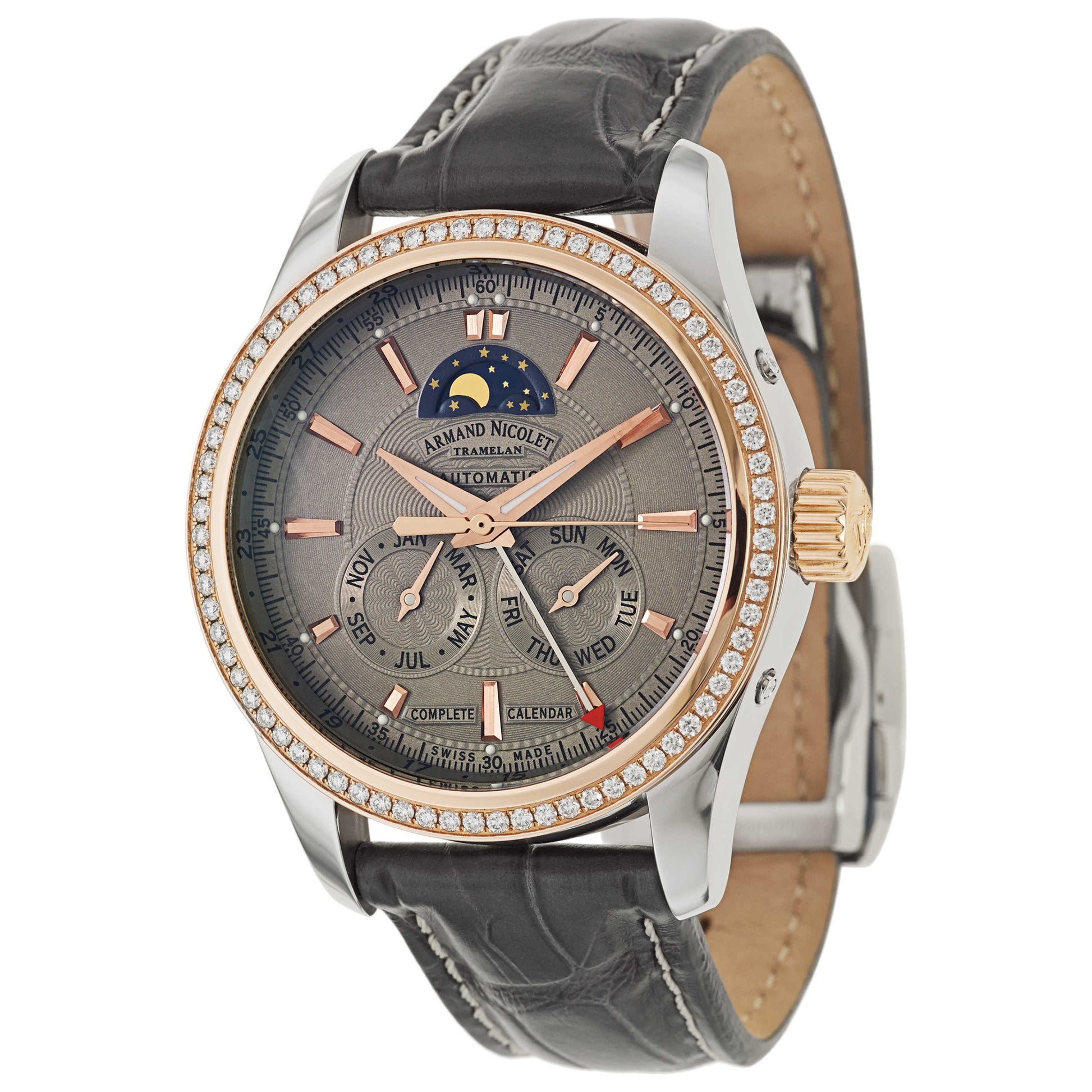 Front view of Armand Nicolet M02 Men's Automatic Watch 8642D-2-GR-P974GR2
