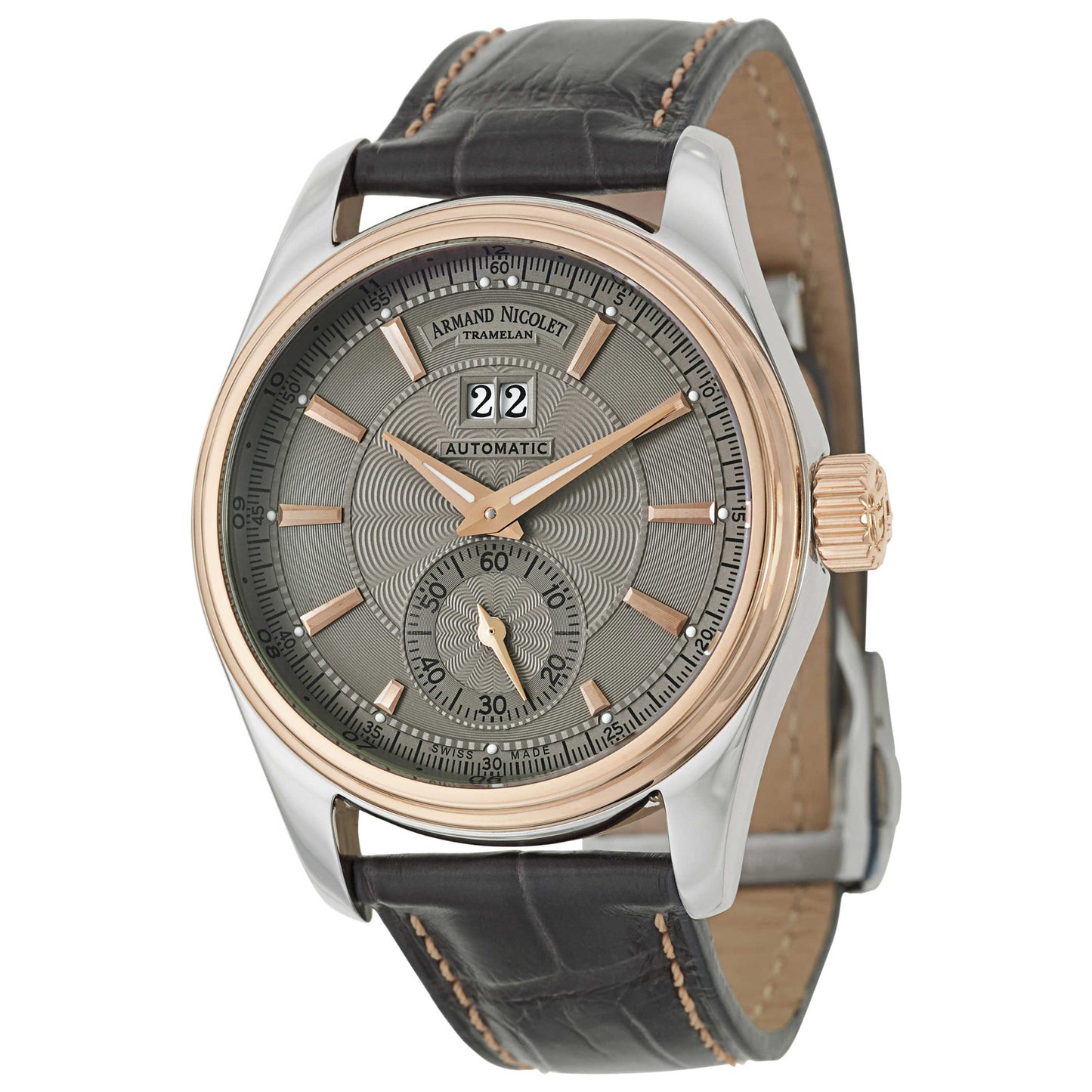 Front view of Armand Nicolet M02 Men's Automatic Watch 8646A-2-GR-P974GR2