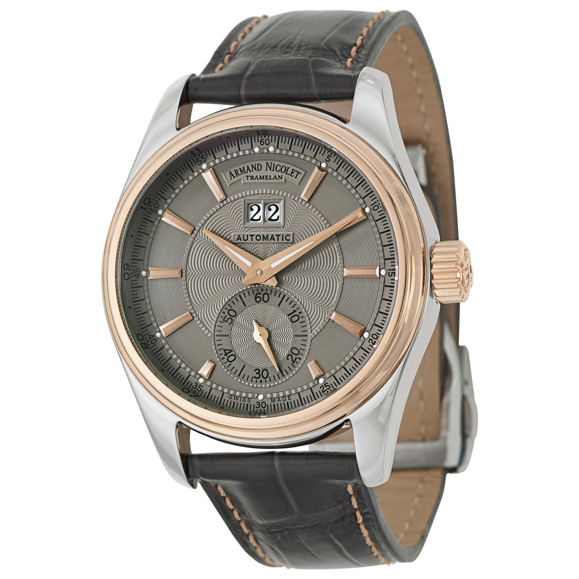 Front view of Armand Nicolet M02 Men's Automatic Watch 8646A-2-GR-P974GR2