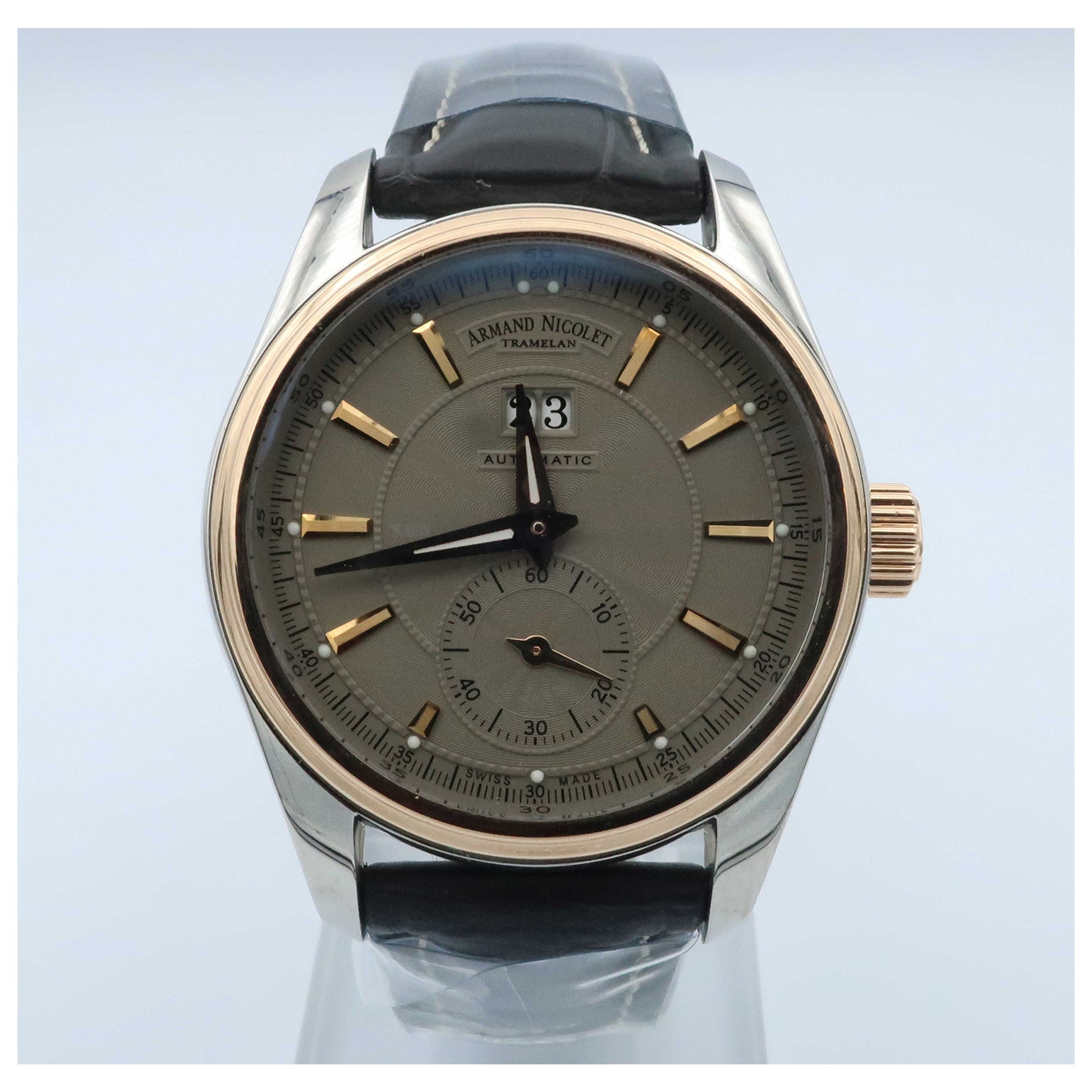 Front view of Armand Nicolet M02 Men's Automatic Watch 8646A-2GRP974GR2-SDV