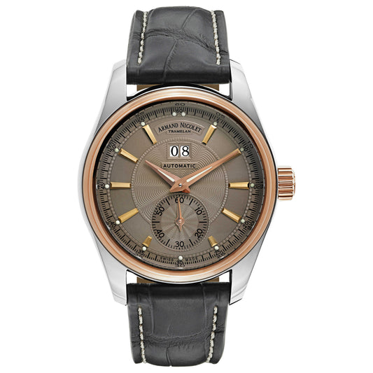 Front view of Armand Nicolet M02 Men's Automatic Watch 8646A-GR-P974GR2