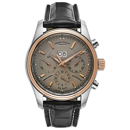 Front view of Armand Nicolet M02 Men's Automatic Watch 8648A-2-GR-P974GR2