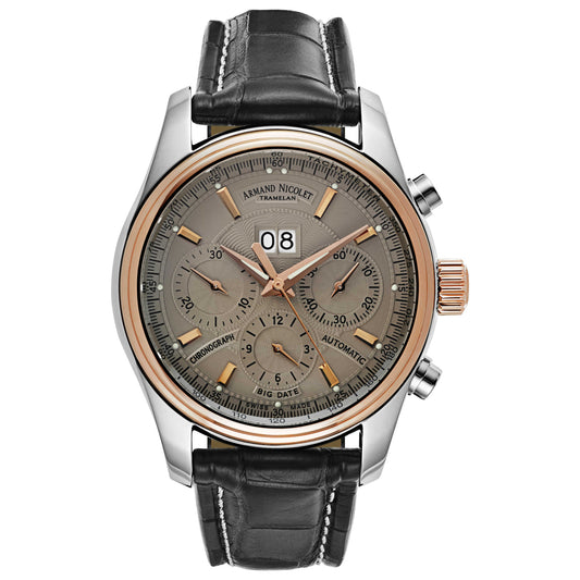 Front view of Armand Nicolet M02 Men's Automatic Watch 8648A-2-GR-P974GR2