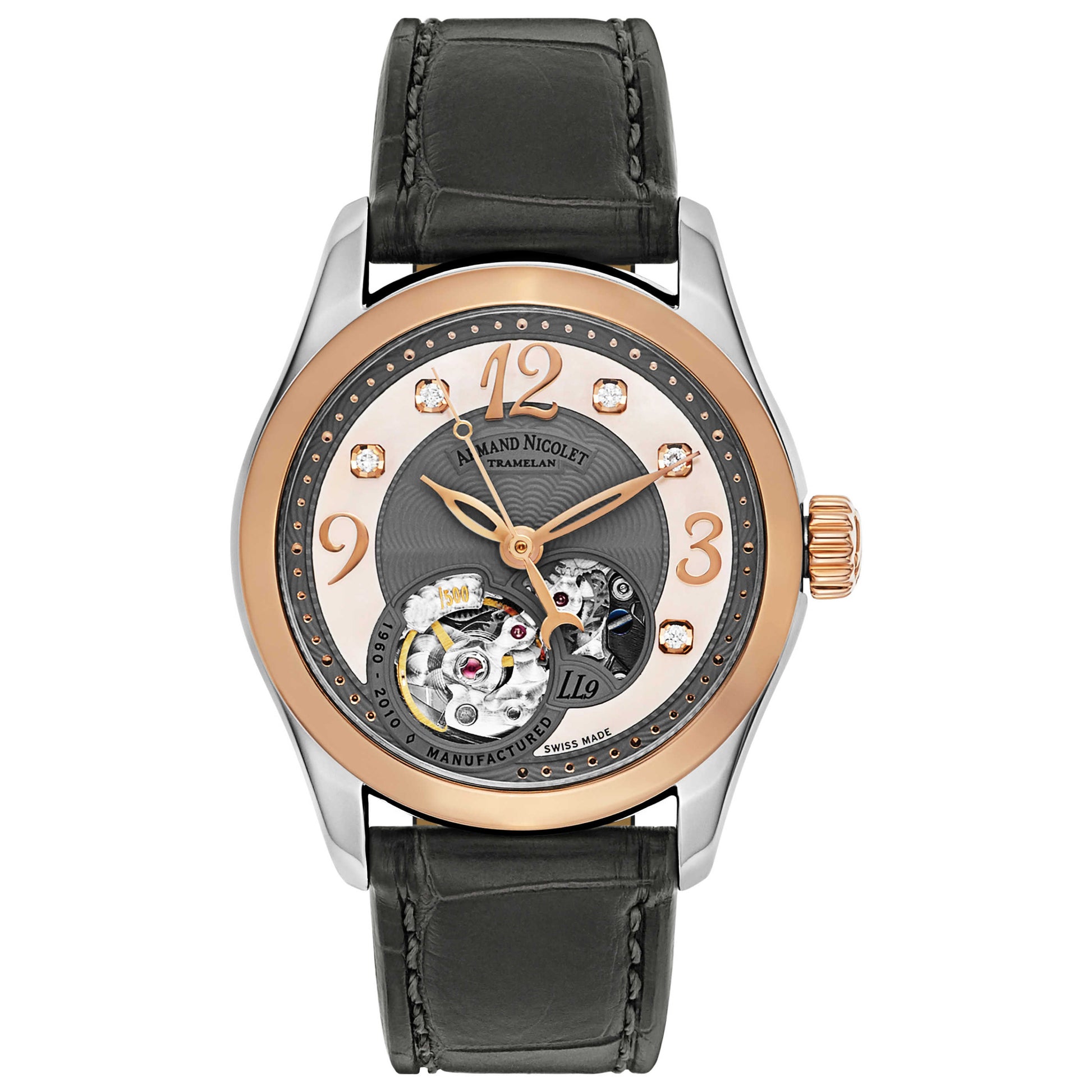Front view of Armand Nicolet LL9 Men's Automatic Watch 8653A-GN-P953GR8