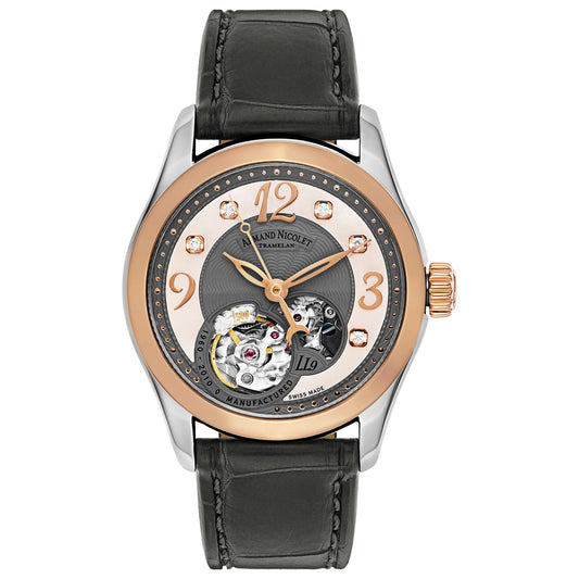 Front view of Armand Nicolet LL9 Men's Automatic Watch 8653A-GN-P953GR8