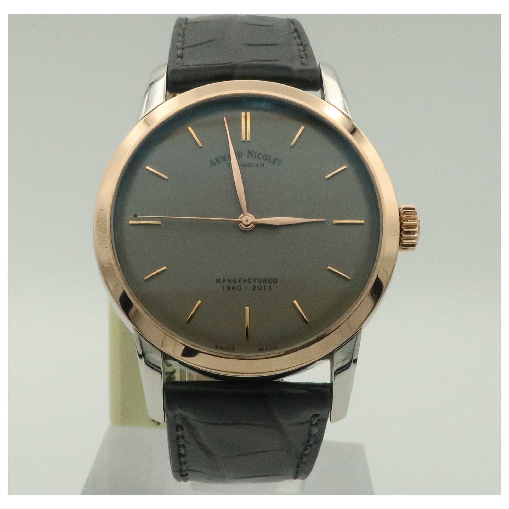 Front view of Armand Nicolet L10 Men's Manual-Wind Watch 8670A-GR-P670GR1-PO