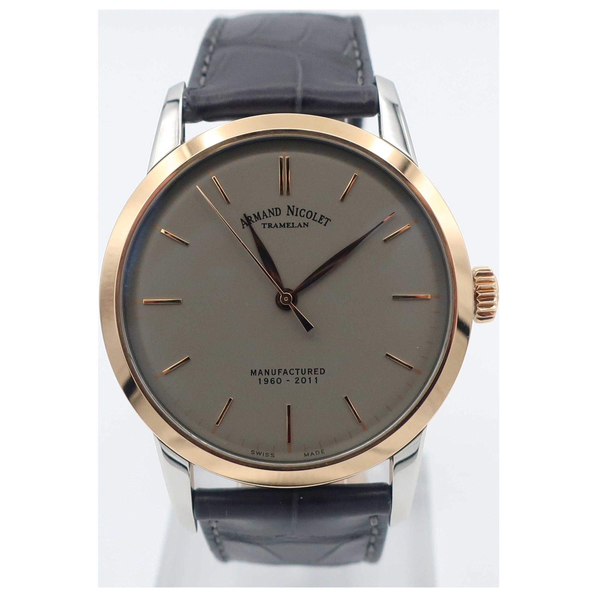 Front view of Armand Nicolet L10 Men's Manual-Wind Watch 8670A-GR-P670GR1-SD