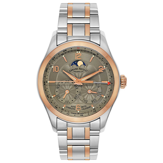 Front view of Armand Nicolet M02 Men's Automatic Watch 8742B-GS-M8740