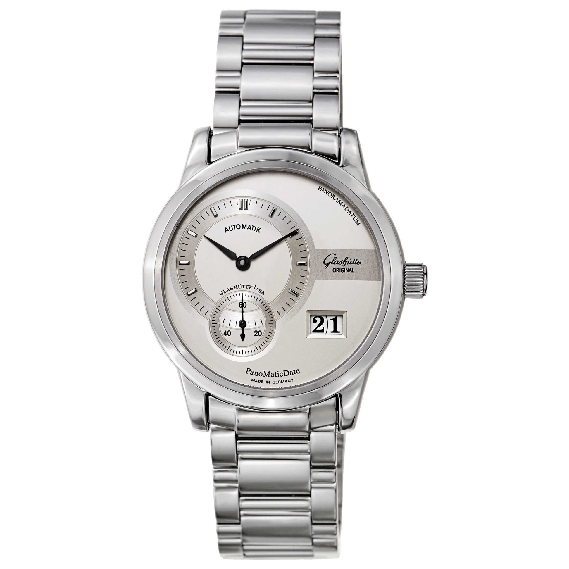 Front view of Glashutte Pano Men's Automatic Watch 90-01-02-02-24