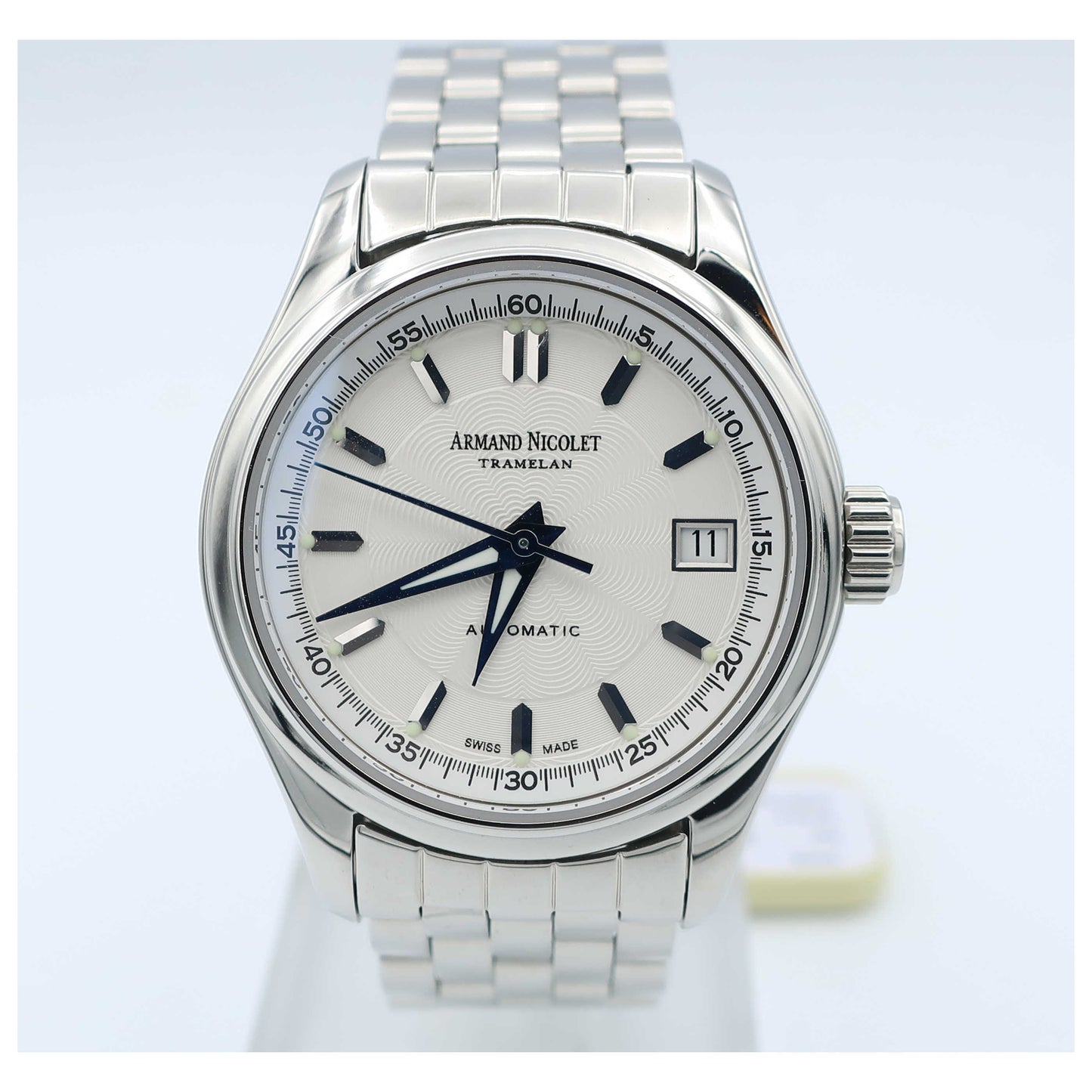 Front view of Armand Nicolet Hunter Men's Automatic Watch 9040A-1-AG-M9060-SD