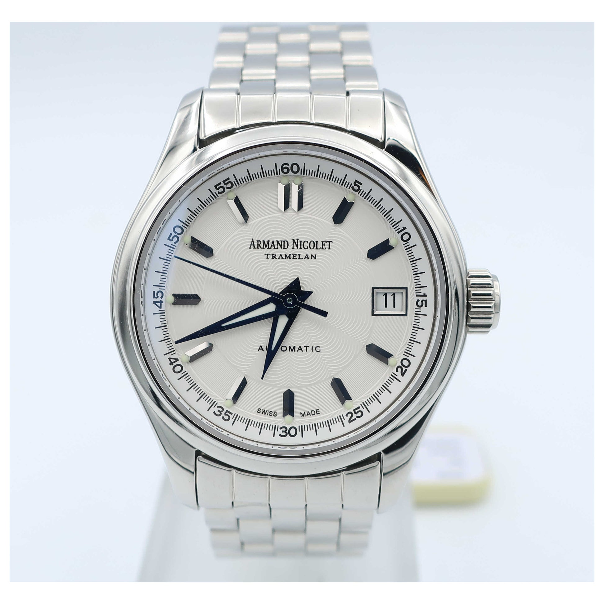 Front view of Armand Nicolet Hunter Men's Automatic Watch 9040A-1-AG-M9060-SD
