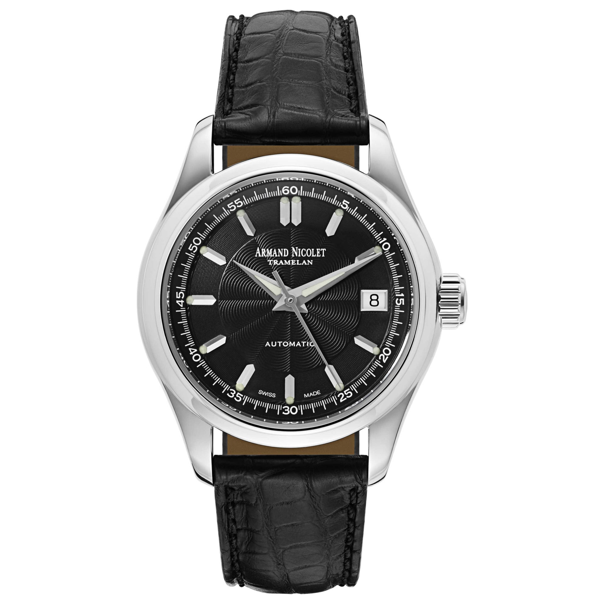 Front view of Armand Nicolet Hunter Men's Automatic Watch 9040A-1-NR-P742NR9