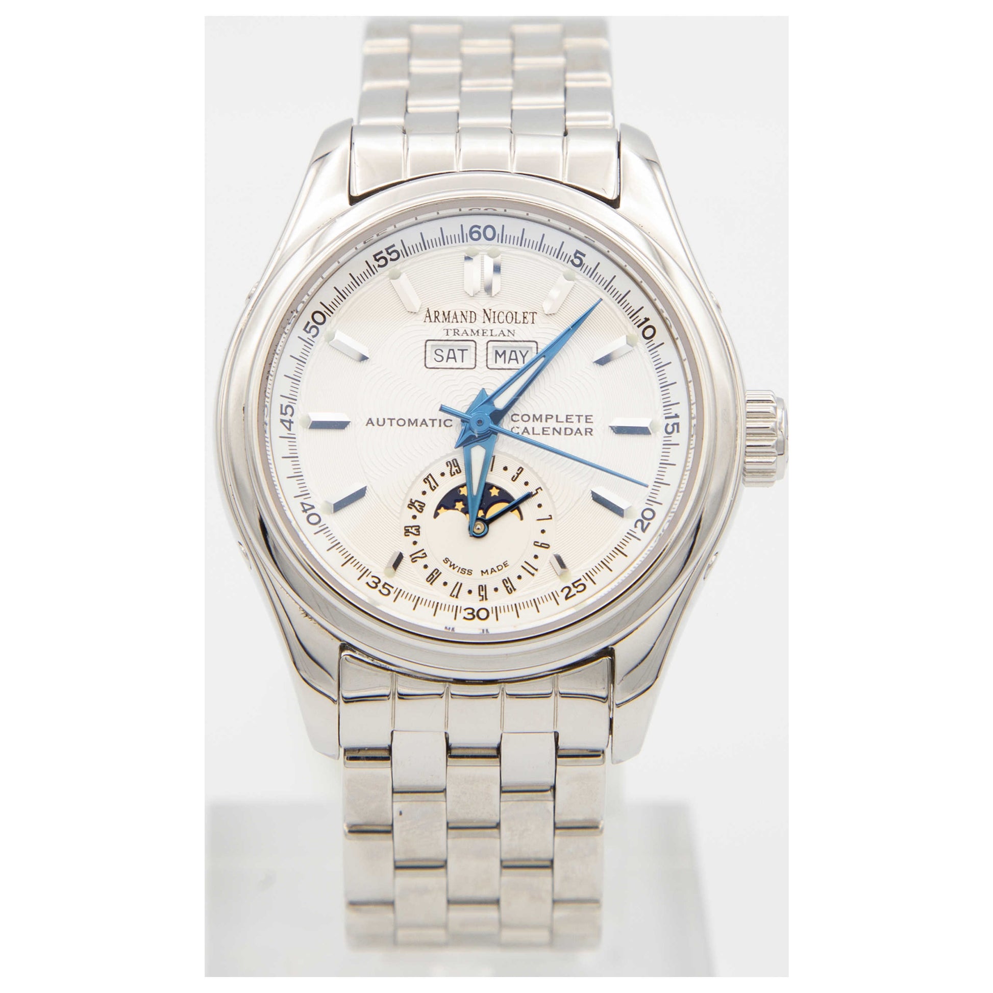 Front view of Armand Nicolet Hunter Men's Automatic Watch 9042A-1-AG-M9060-PO