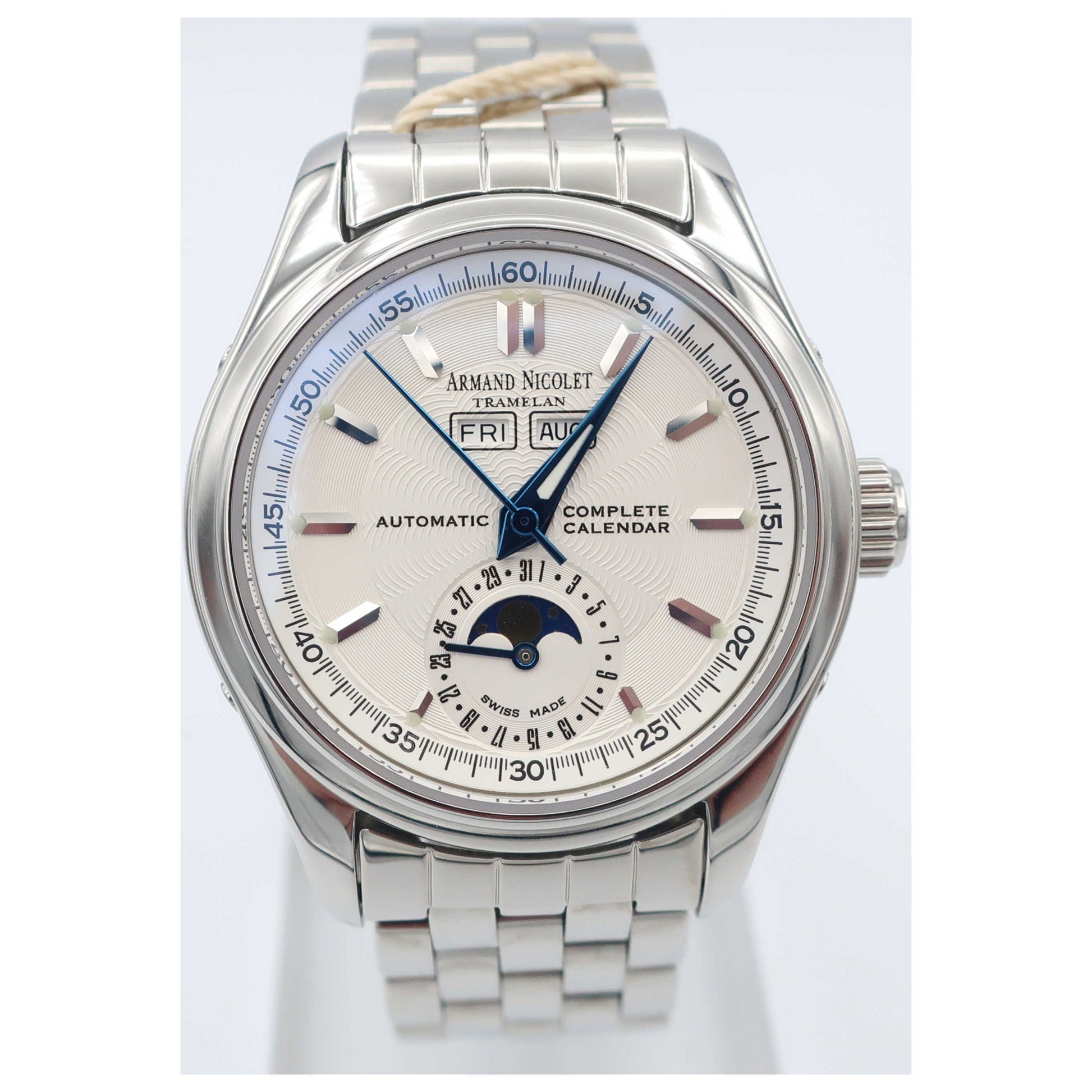 Front view of Armand Nicolet Hunter Men's Automatic Watch 9042A-1-AG-M9060-SD