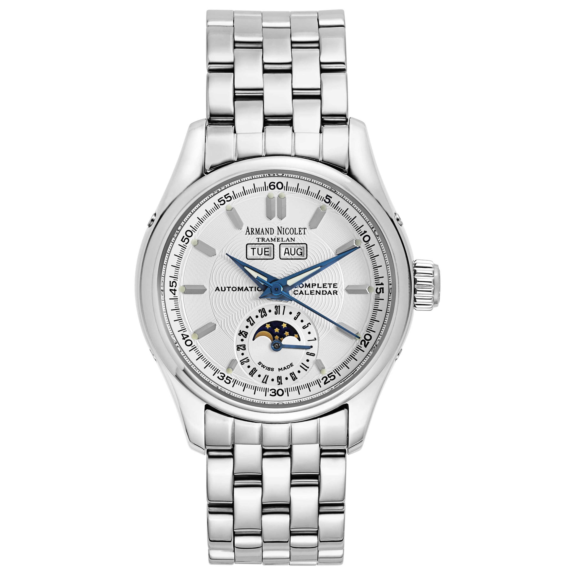 Front view of Armand Nicolet Hunter Men's Automatic Watch 9042A-1-AG-M9060