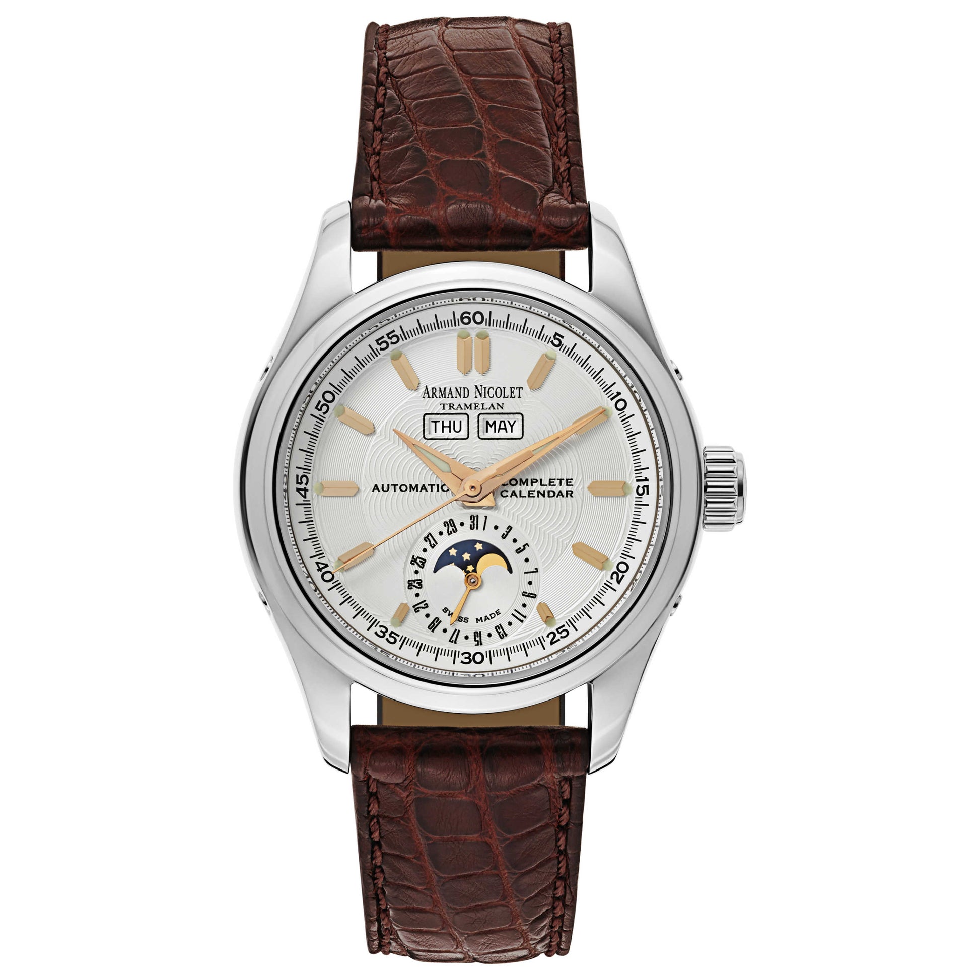 Front view of Armand Nicolet Hunter Men's Automatic Watch 9042A-1-AS-P742MR9