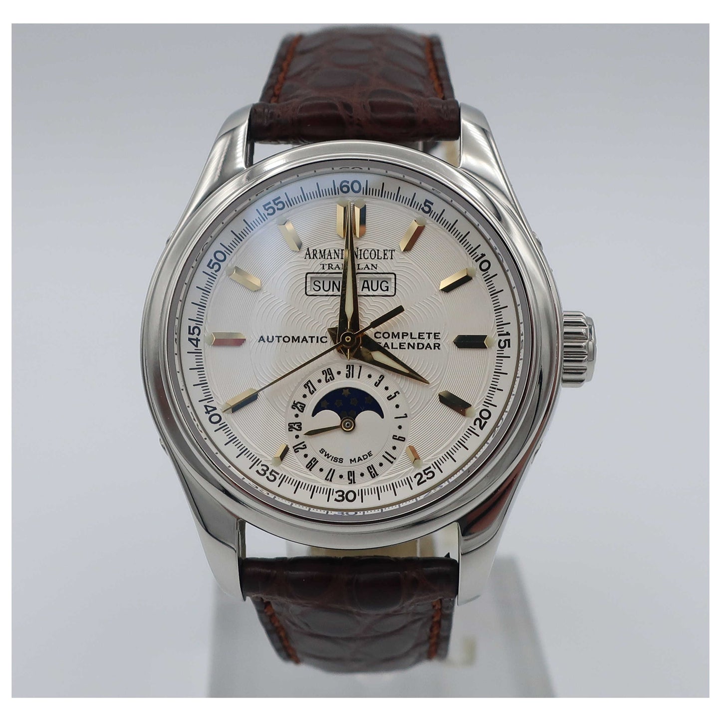 Front view of Armand Nicolet Hunter Men's Automatic Watch 9042A-1-ASP742MR9-SD
