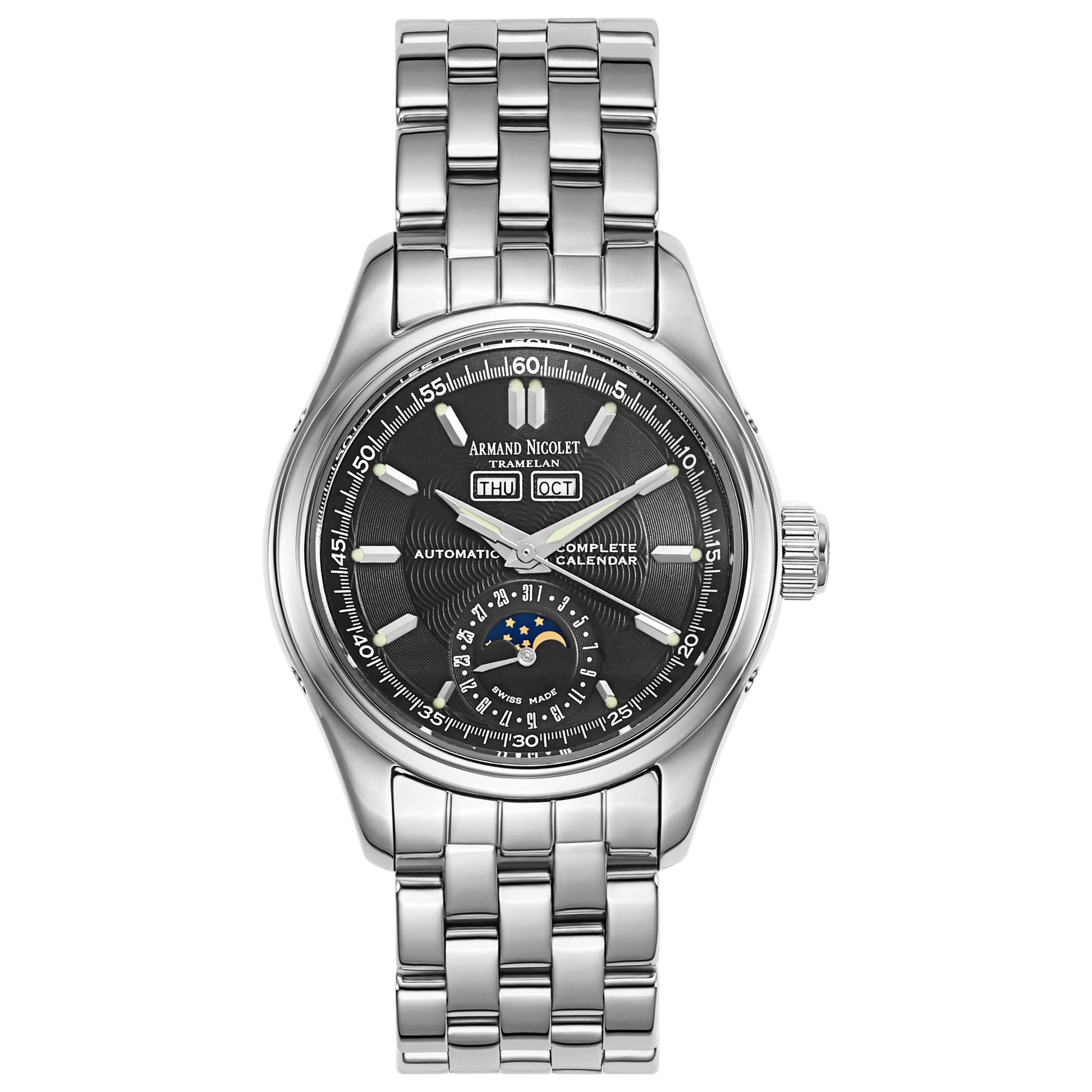 Front view of Armand Nicolet Hunter Men's Automatic Watch 9042A-1-NR-M9060