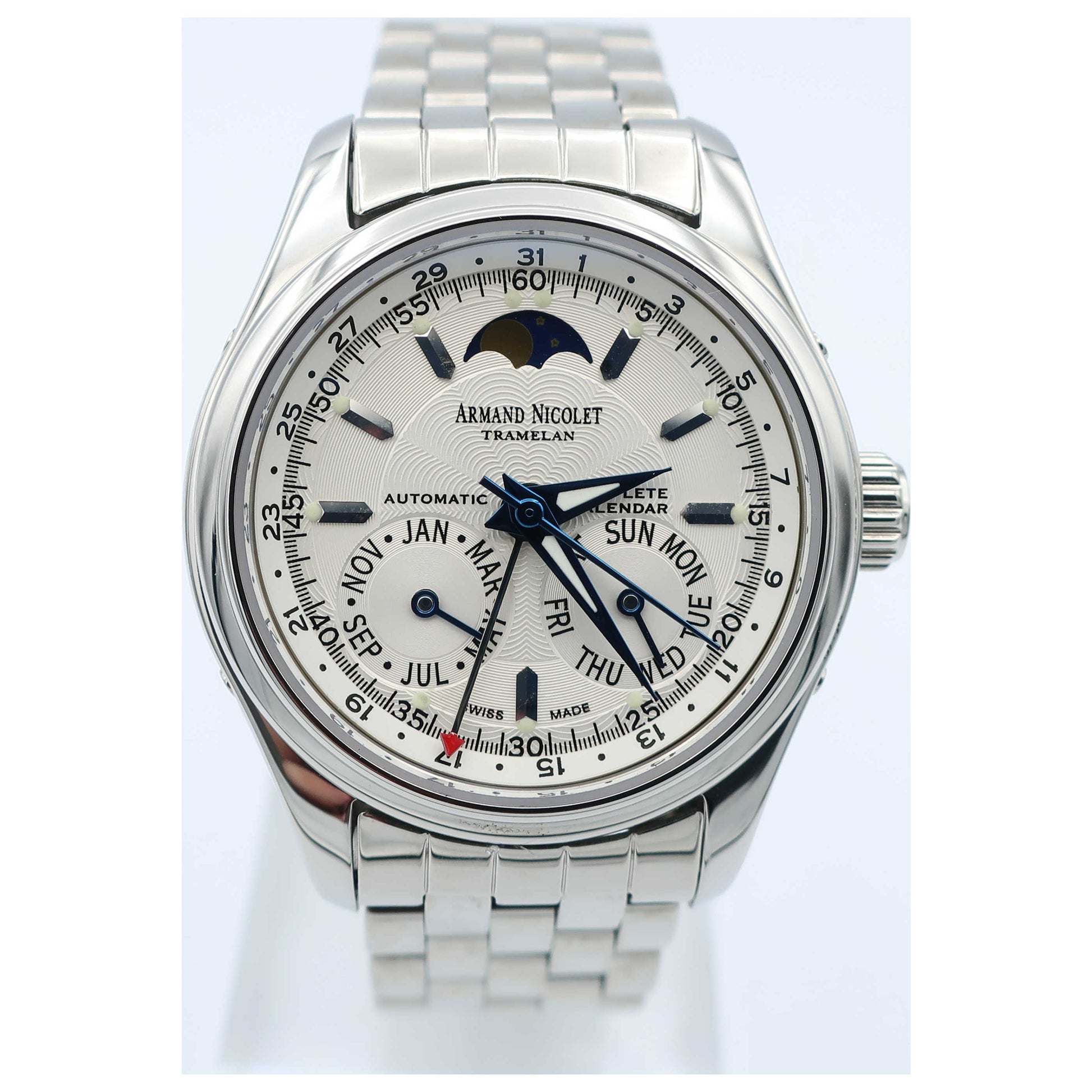 Front view of Armand Nicolet Hunter Men's Automatic Watch 9042B-1-AG-M9060-SD