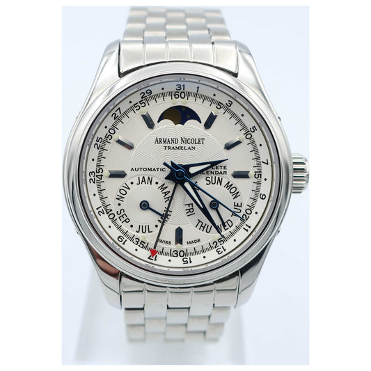 Front view of Armand Nicolet Hunter Men's Automatic Watch 9042B-1-AG-M9060-SD