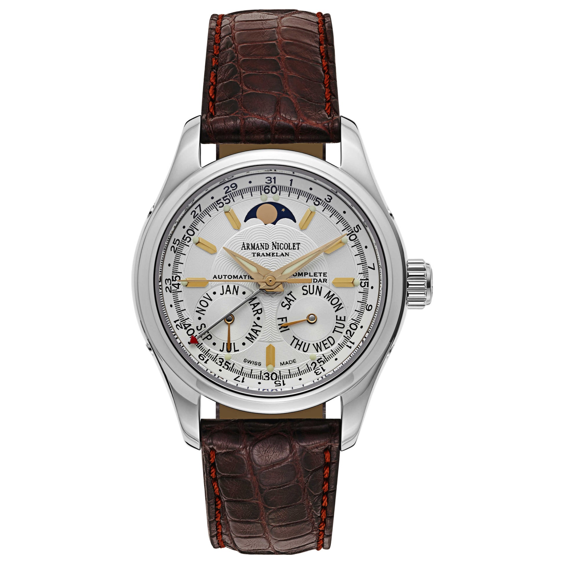Front view of Armand Nicolet Hunter Men's Automatic Watch 9042B-1-AS-P742MR9