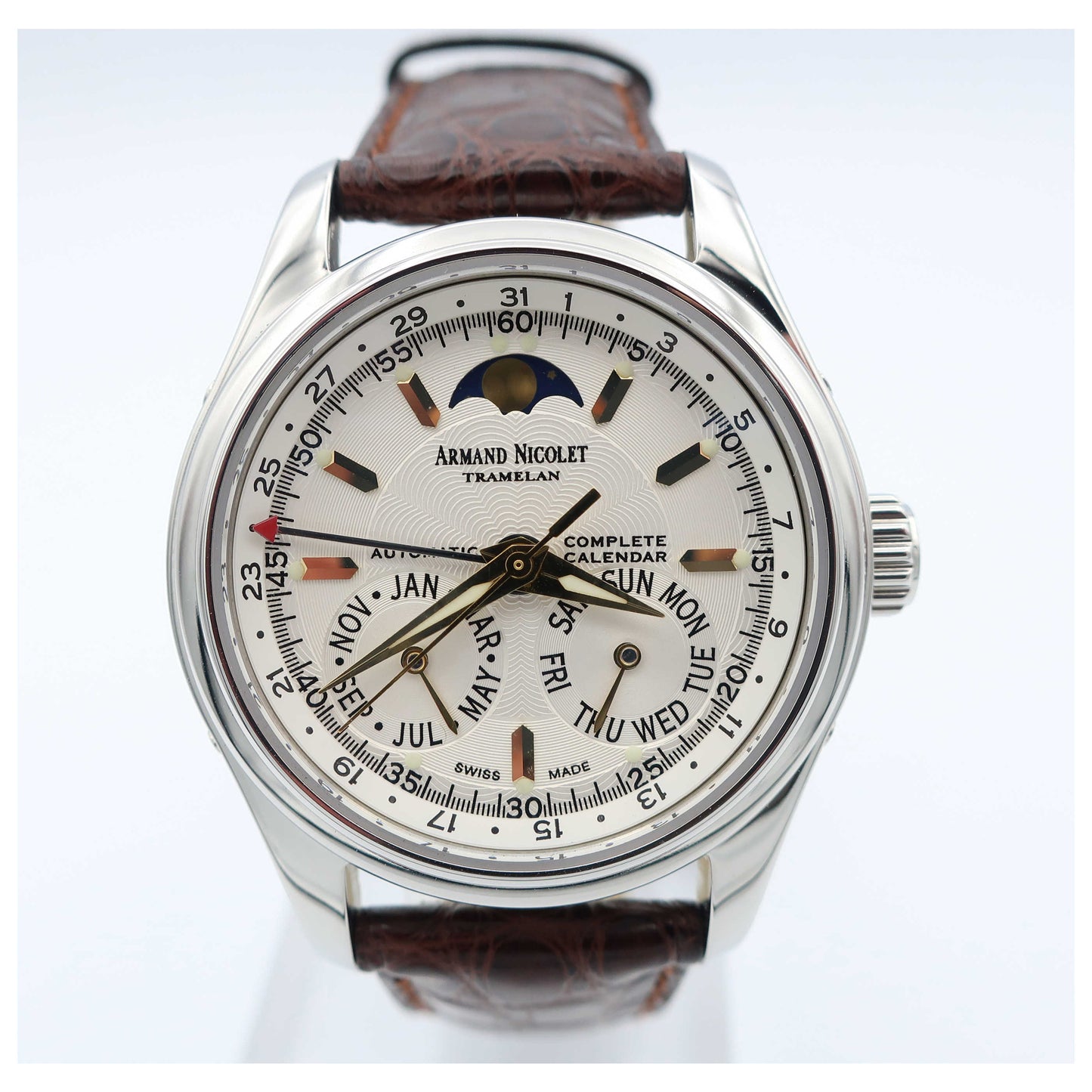 Front view of Armand Nicolet Hunter Men's Automatic Watch 9042B-1-ASP742MR9-SD
