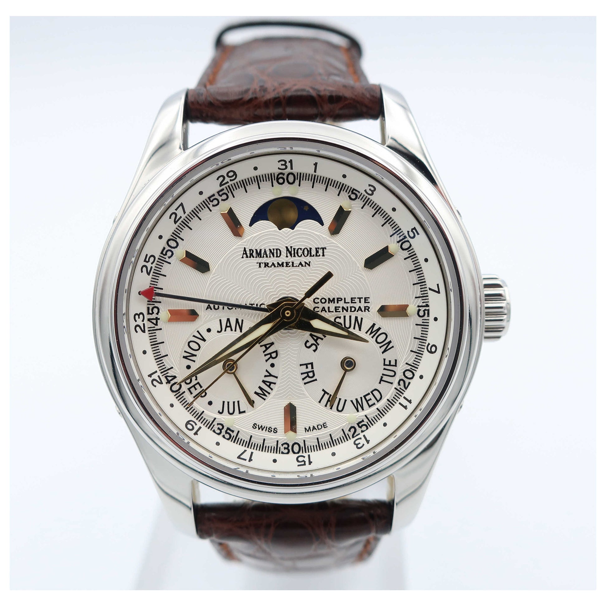 Front view of Armand Nicolet Hunter Men's Automatic Watch 9042B-1-ASP742MR9-SD