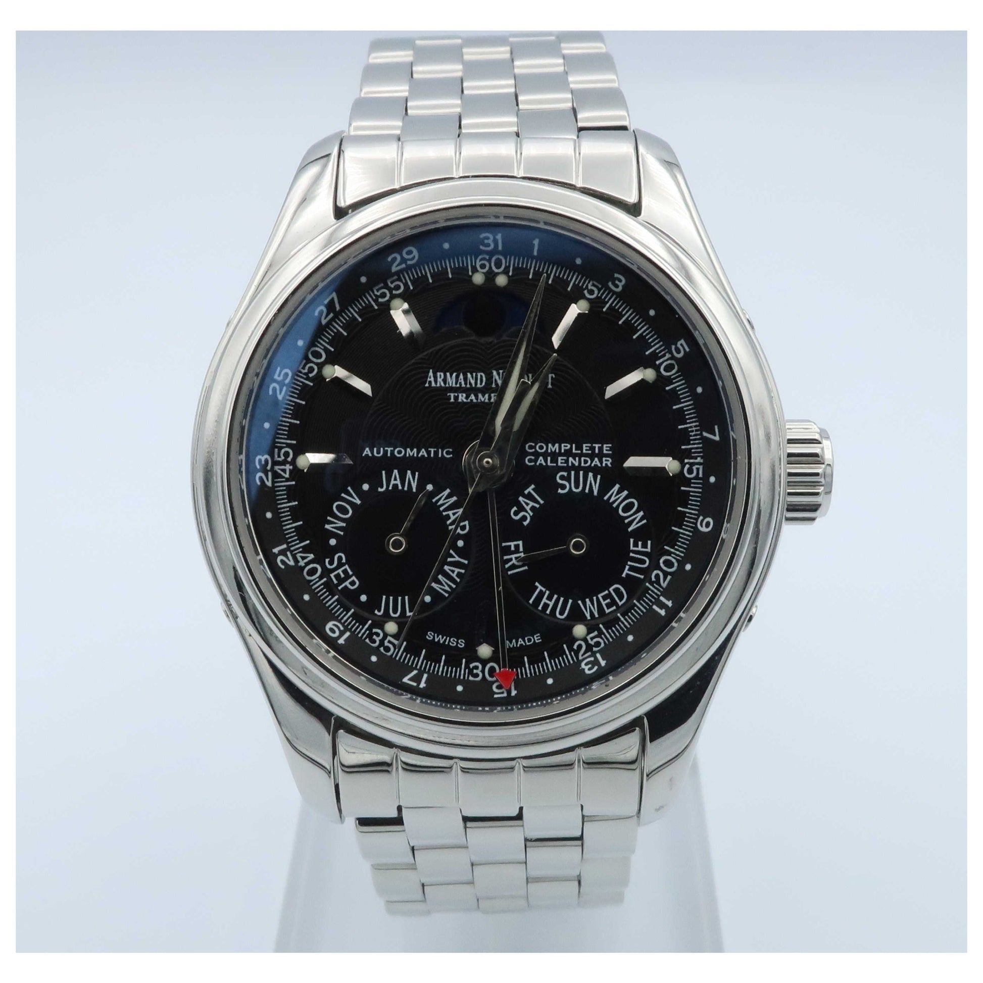Front view of Armand Nicolet Hunter Men's Automatic Watch 9042B-1-NR-M9060-SD2