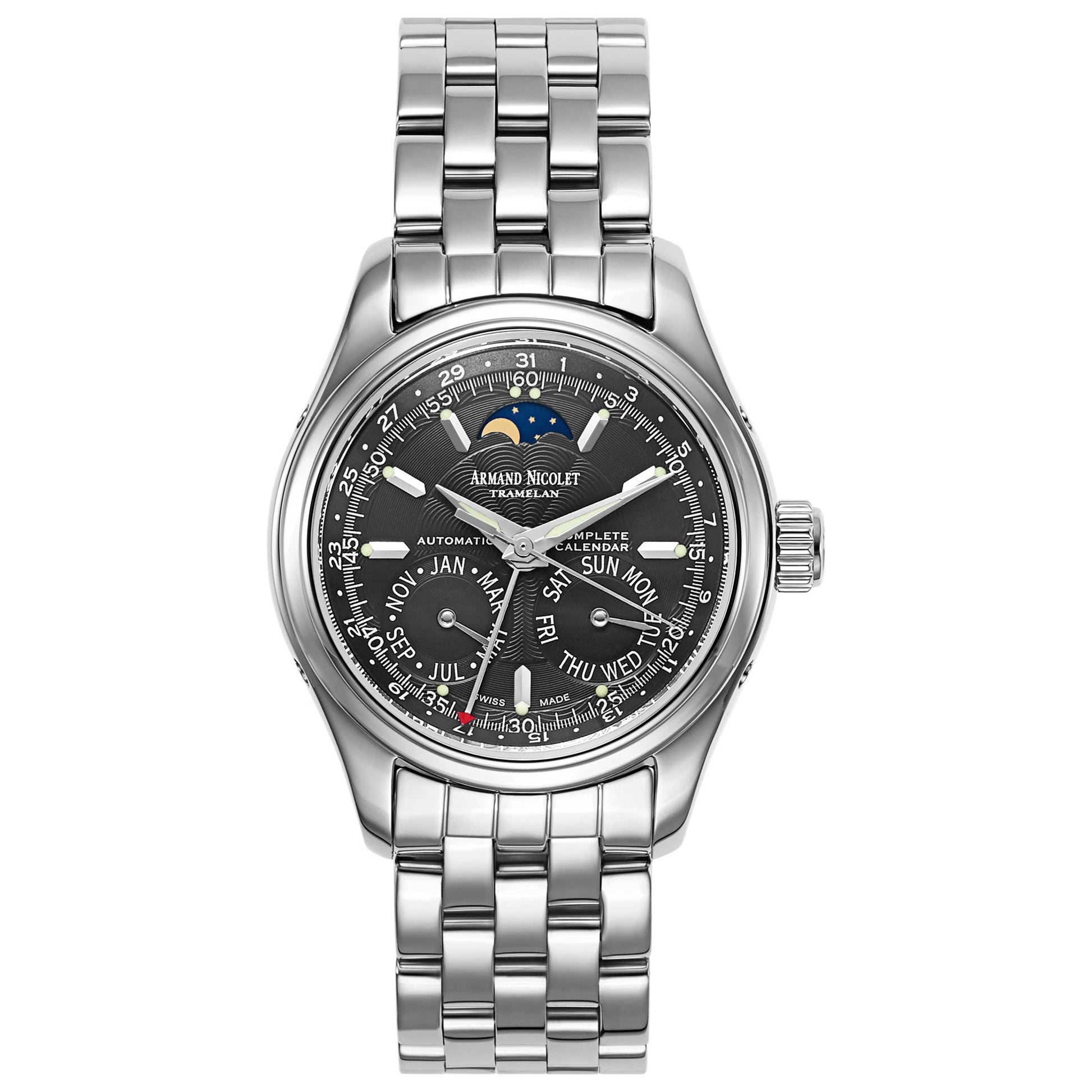 Front view of Armand Nicolet Hunter Men's Automatic Watch 9042B-1-NR-M9060