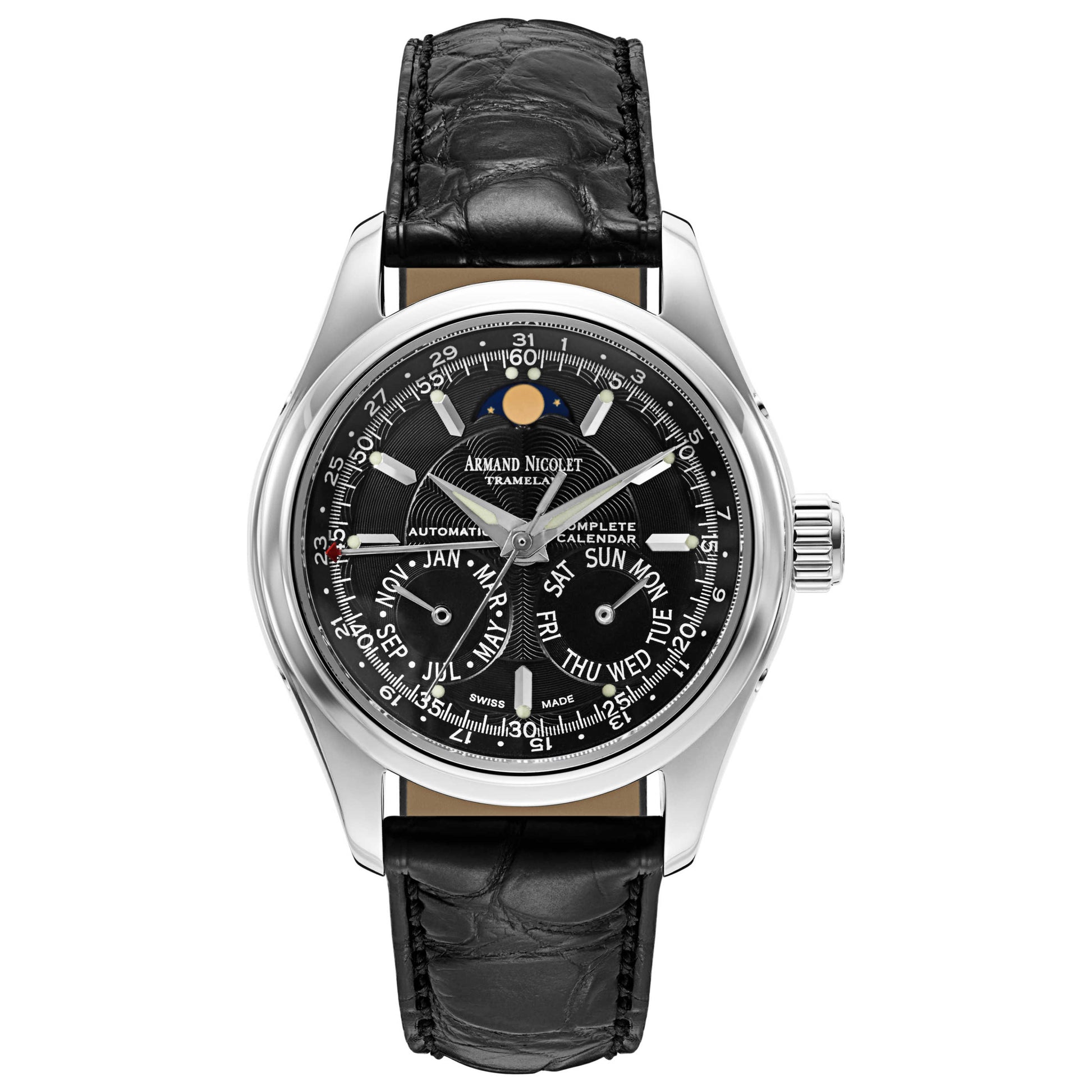 Front view of Armand Nicolet Hunter Men's Automatic Watch 9042B-1-NR-P742NR9