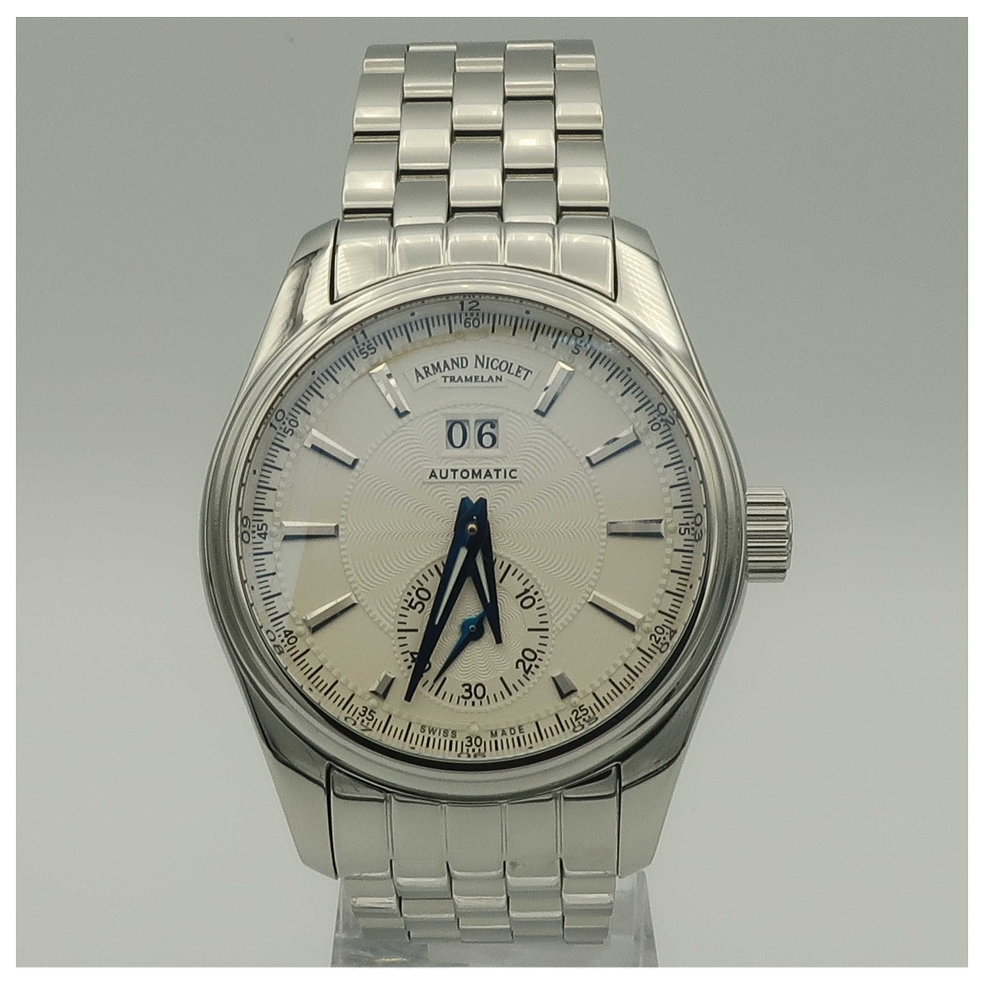Front view of Armand Nicolet Hunter Men's Automatic Watch 9045A-1-AG-M9060-PO