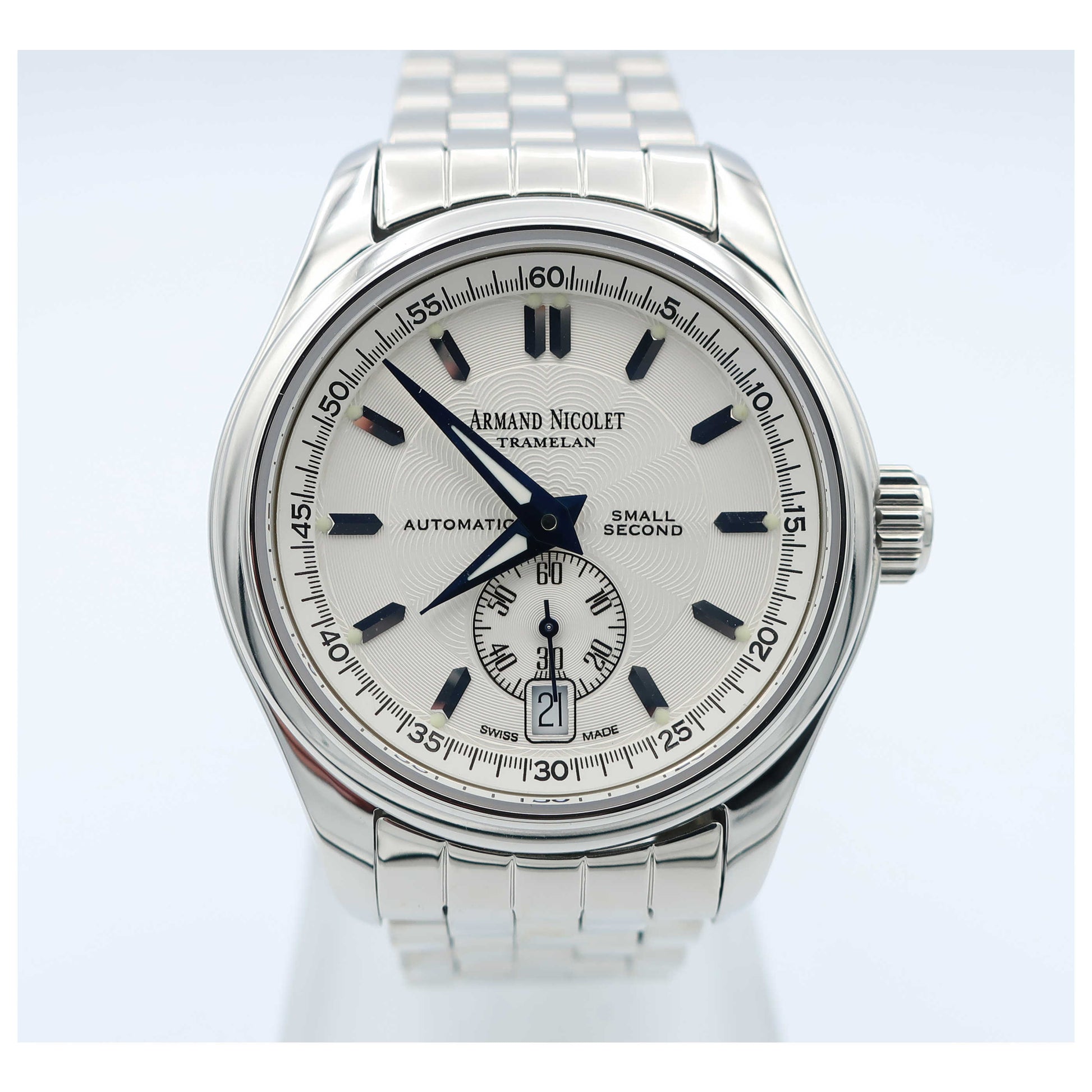 Front view of Armand Nicolet Hunter Men's Automatic Watch 9045A-1-AG-M9060-SD