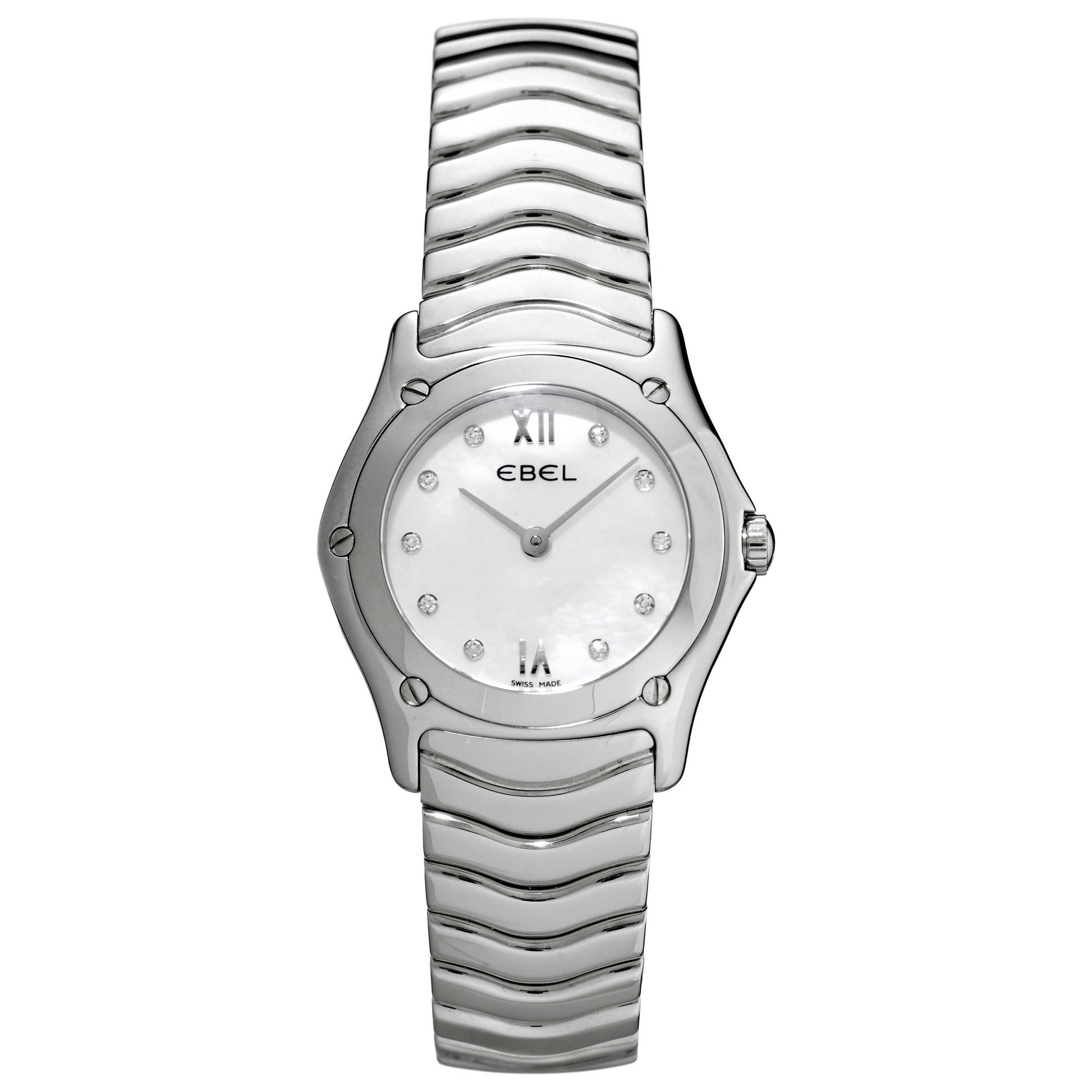 Front view of Ebel Classic Wave Women's Swiss Quartz (Battery-Powered) Watch 9090F22-9725