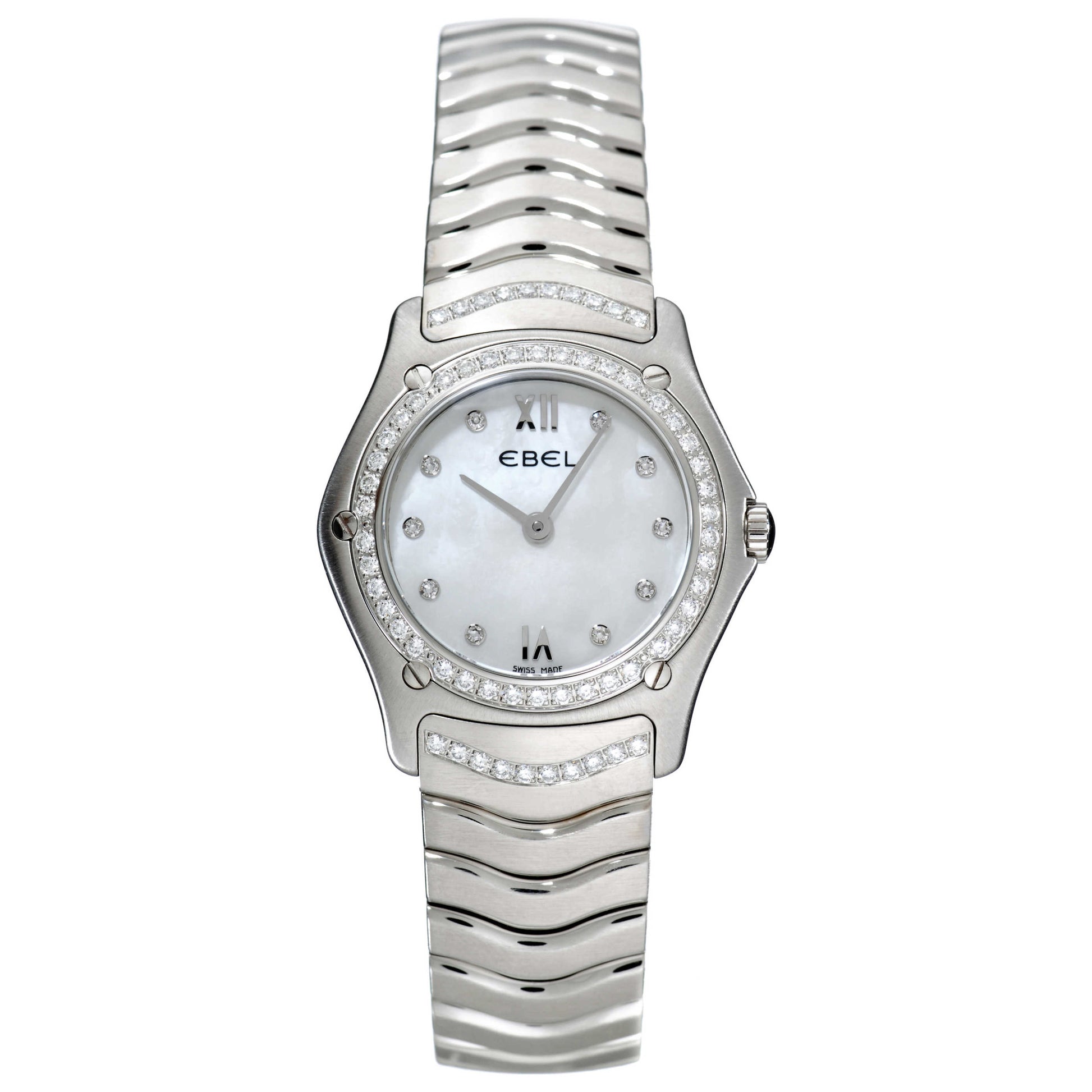 Front view of Ebel Classic Wave Women's Swiss Quartz (Battery-Powered) Watch 9090F24-9726