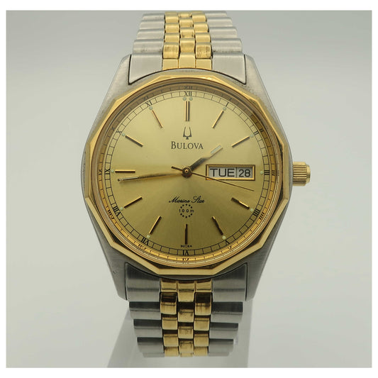 Front view of Bulova Marine Star Men's Quartz Watch 90C64-PO