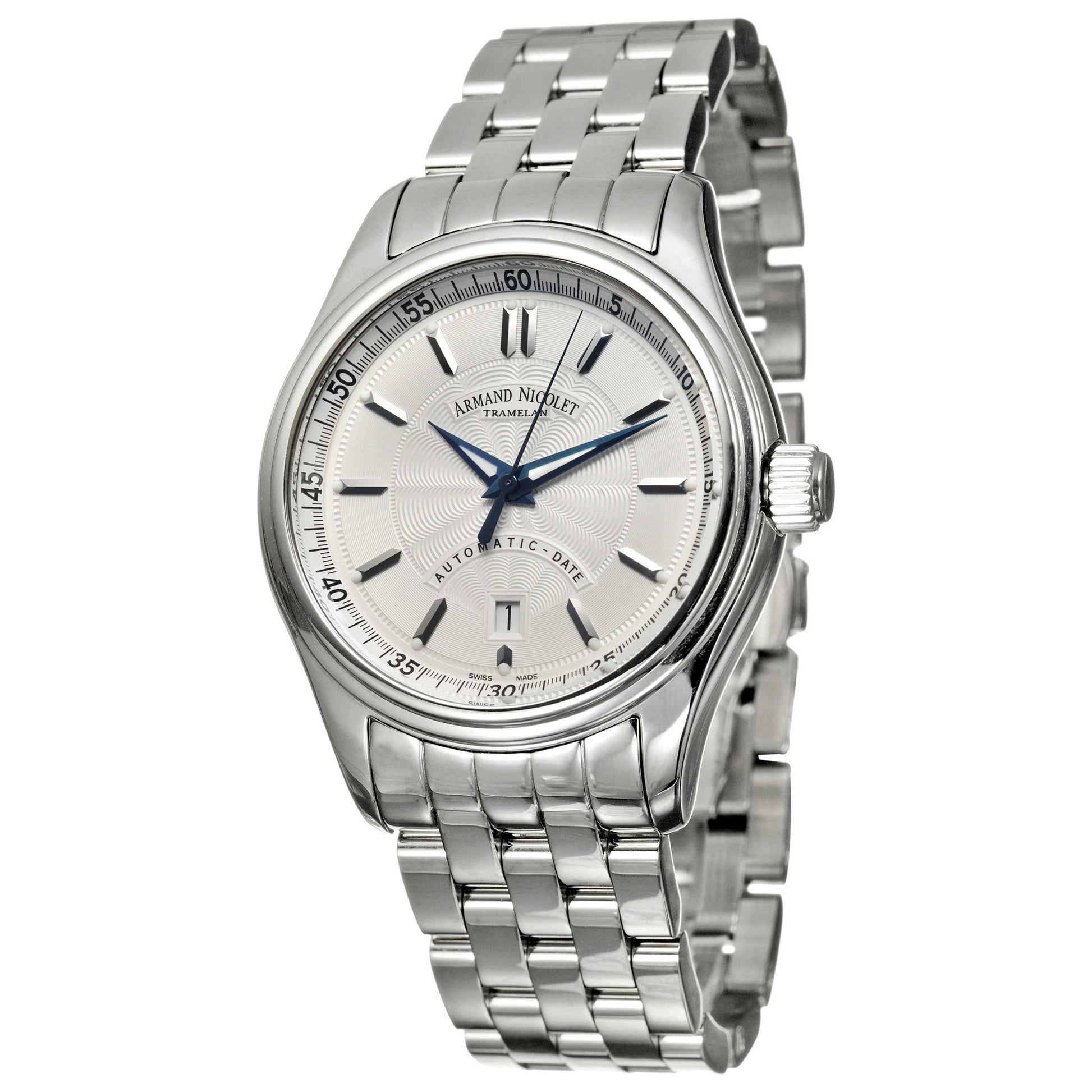 Front view of Armand Nicolet M02 Men's Automatic Watch 9140A-AG-M9140