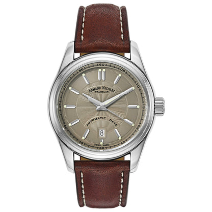 Front view of Armand Nicolet M02 Men's Automatic Watch 9140A2-GR-P140MR2