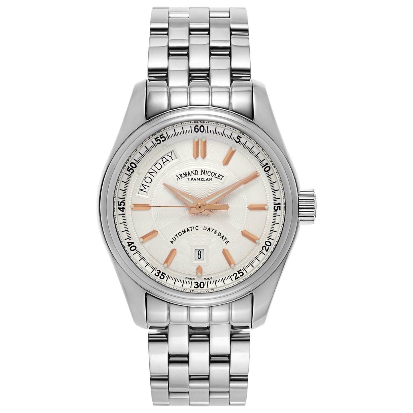 Front view of Armand Nicolet M02 Men's Automatic Watch 9141A-AS-M9140