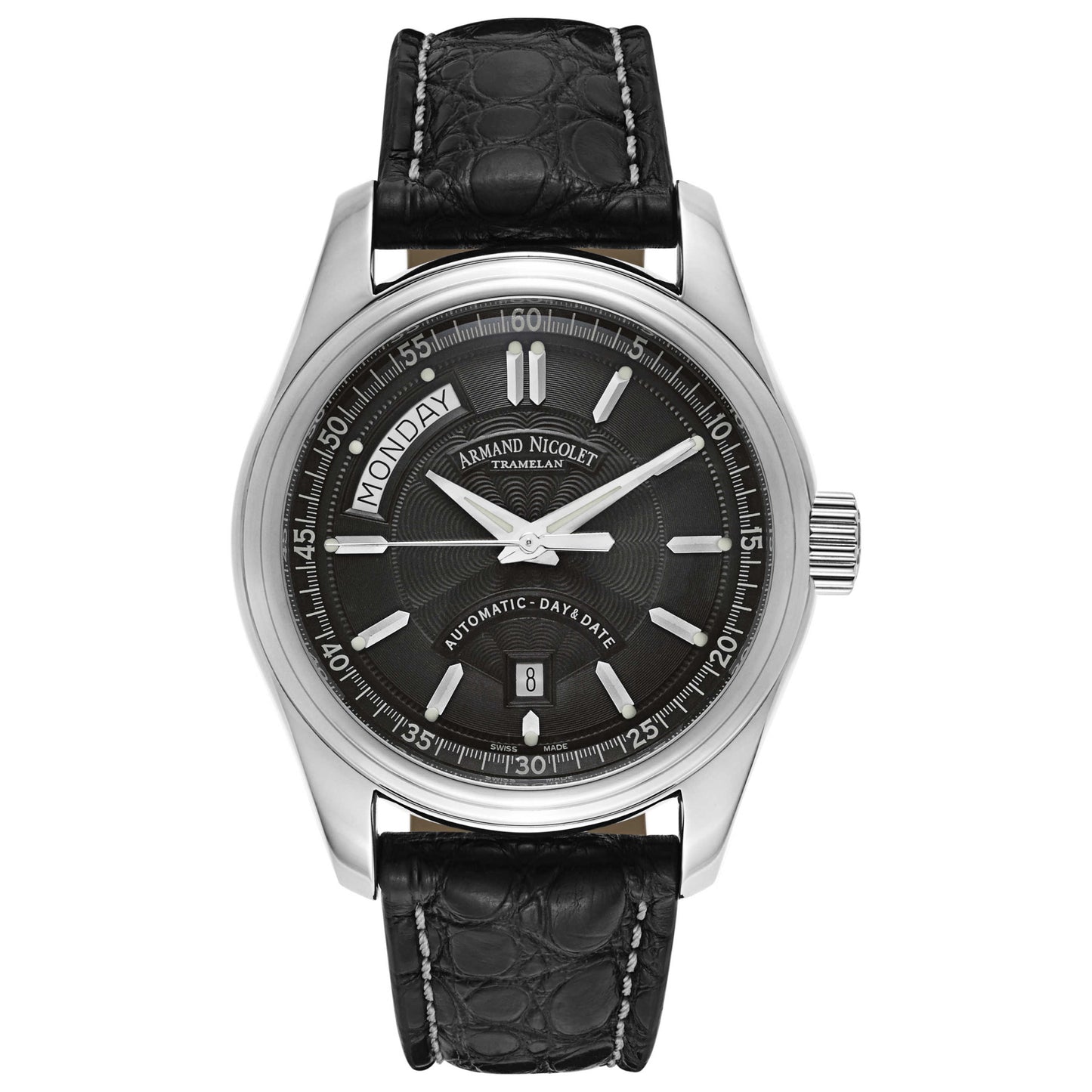 Front view of Armand Nicolet M02 Men's Automatic Watch 9141A-NR-P974NR2